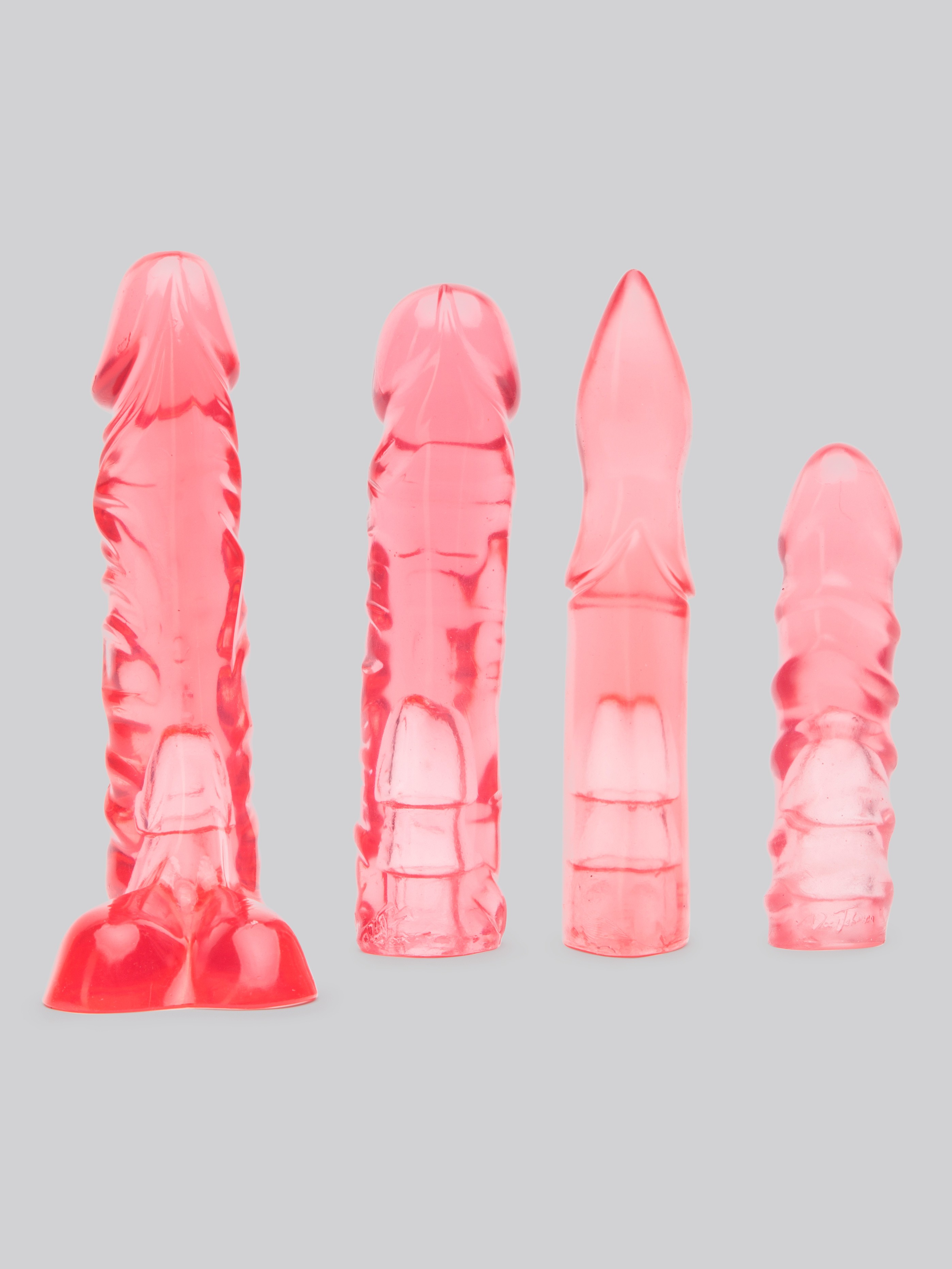 Doc Johnson Vac-U-Lock Crystal Jellies Dildo Set, Pink, hi-res