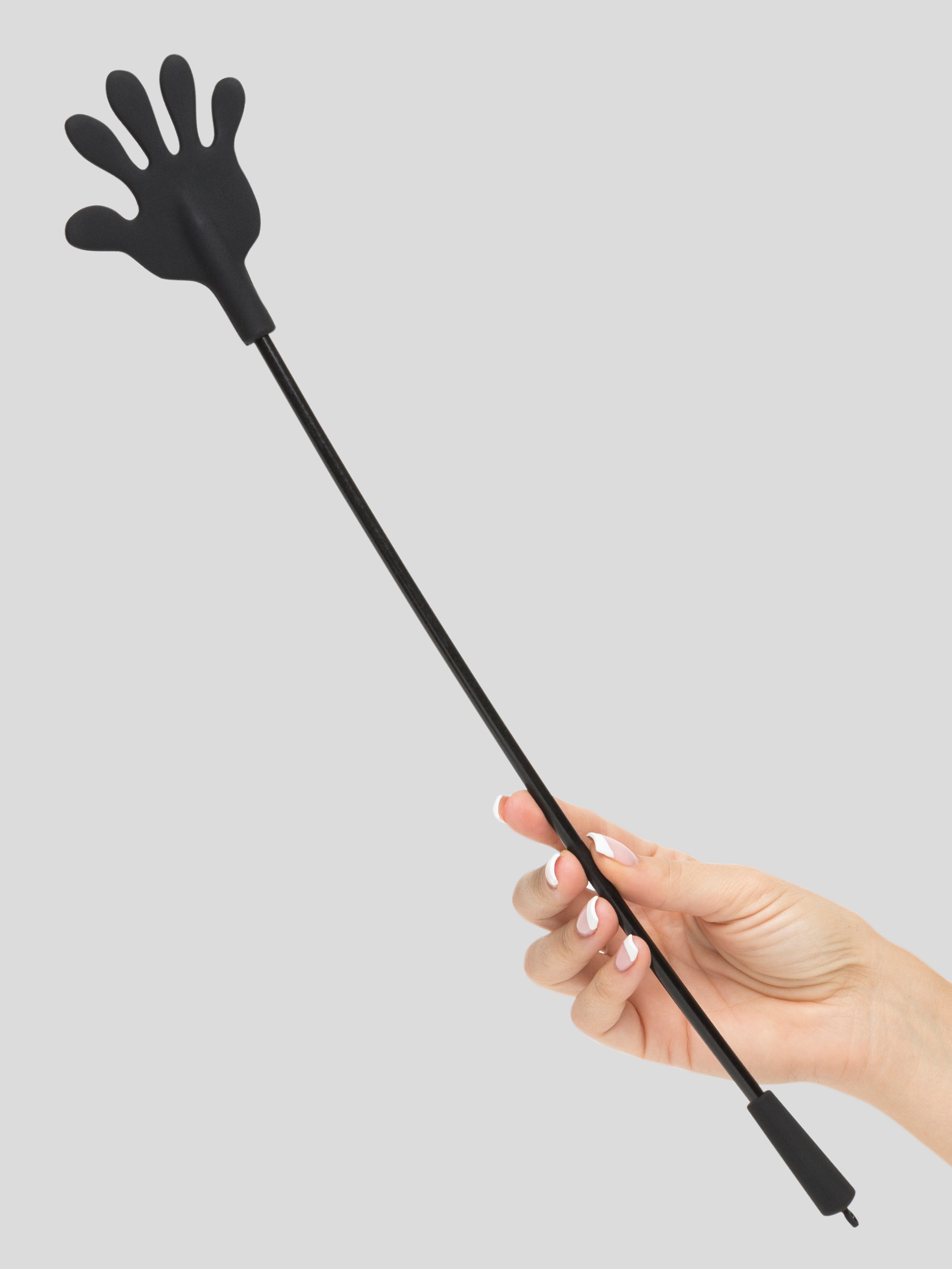 Bondage Boutique Hand Shape Silicone Riding Crop, Black, hi-res
