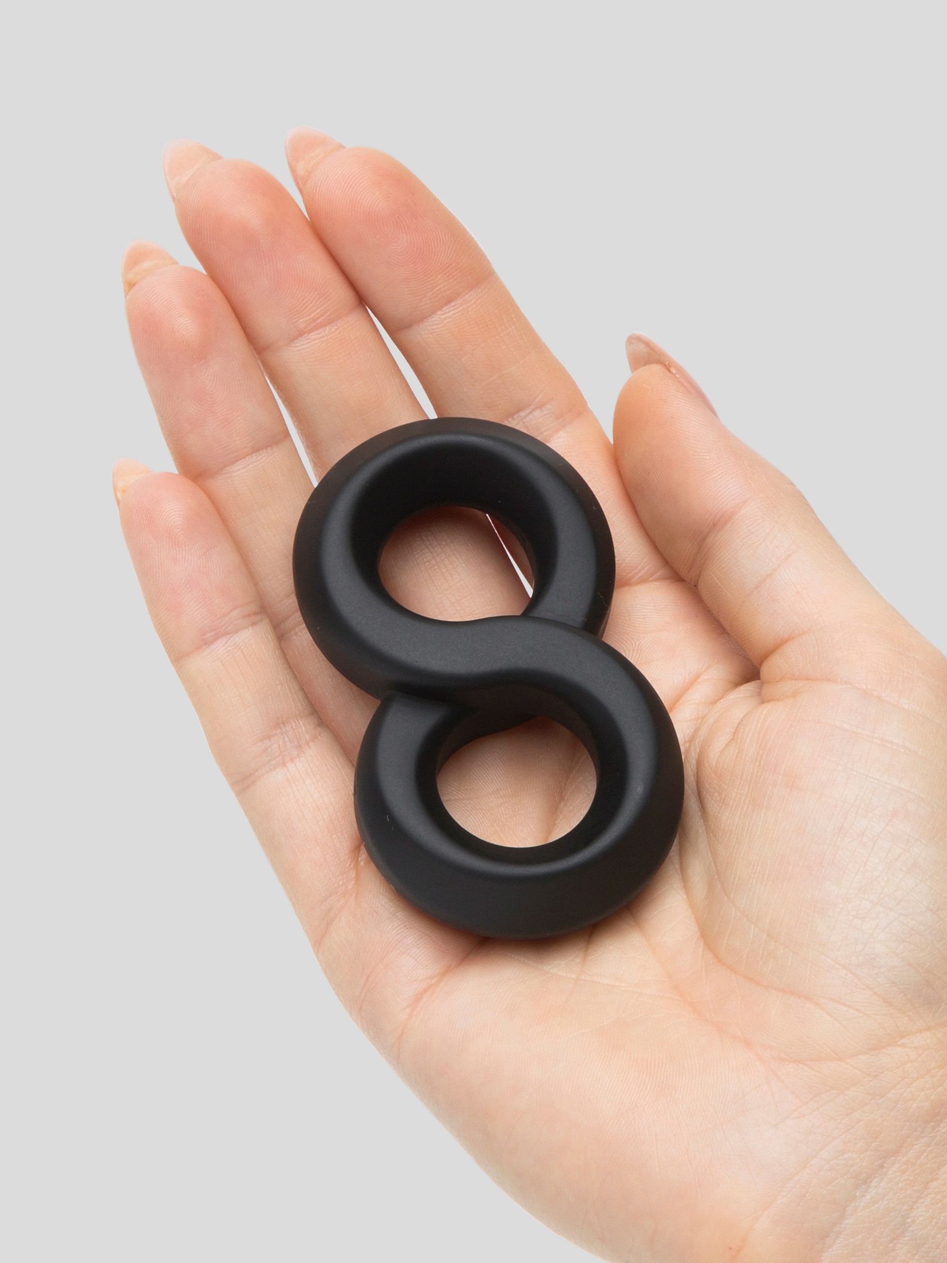 Lovehoney Magic 8 Stretchy Silicone Cock and Ball Ring, Black, hi-res