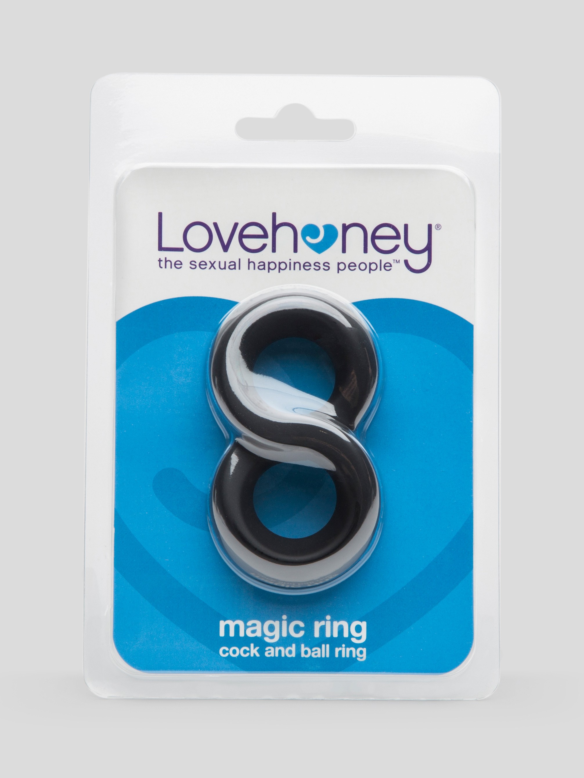 Lovehoney Magic 8 Stretchy Silicone Cock and Ball Ring, Black, hi-res