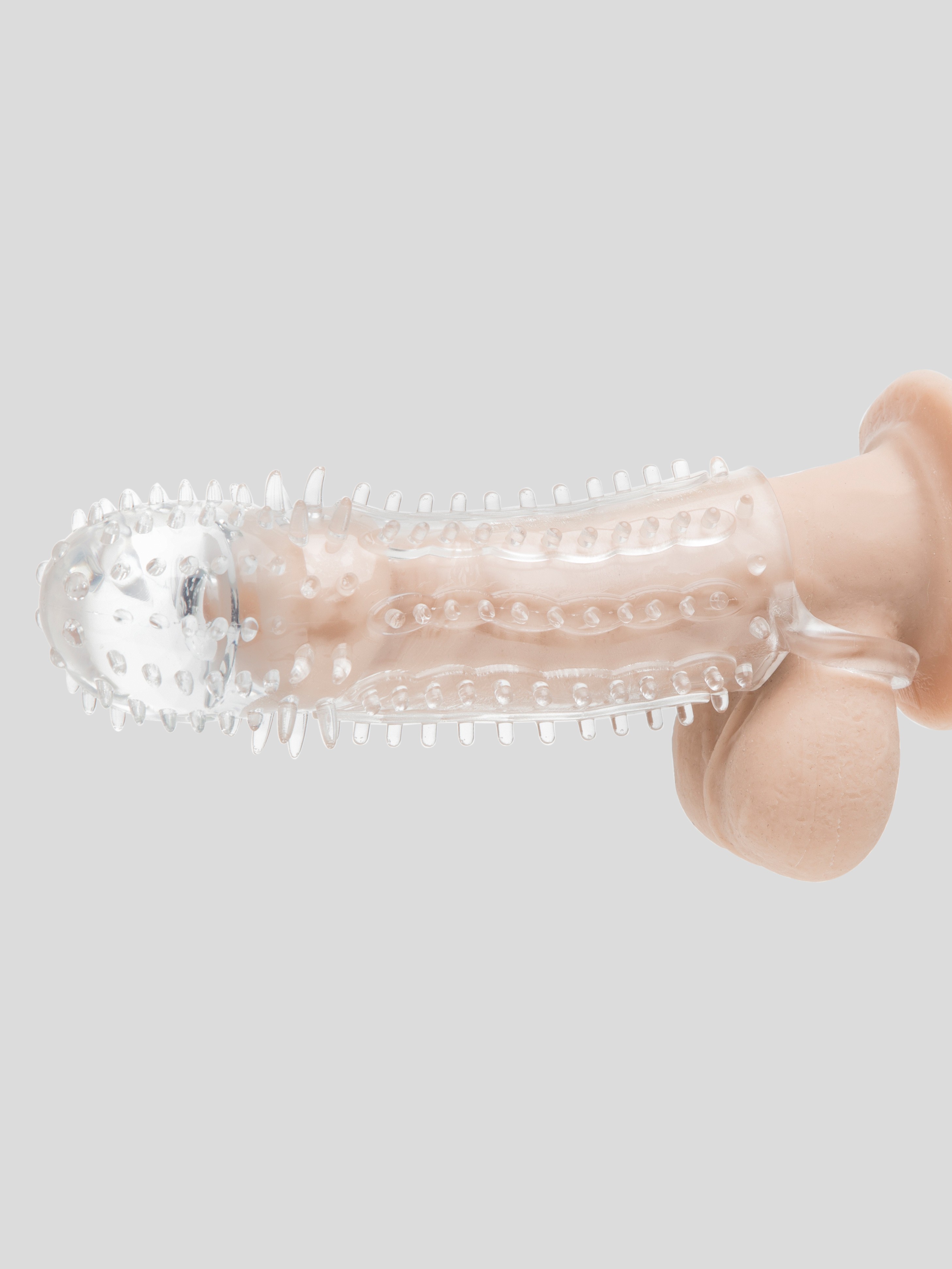 BASICS 2 Extra Inches Clear Textured Penis Extender, Clear, hi-res