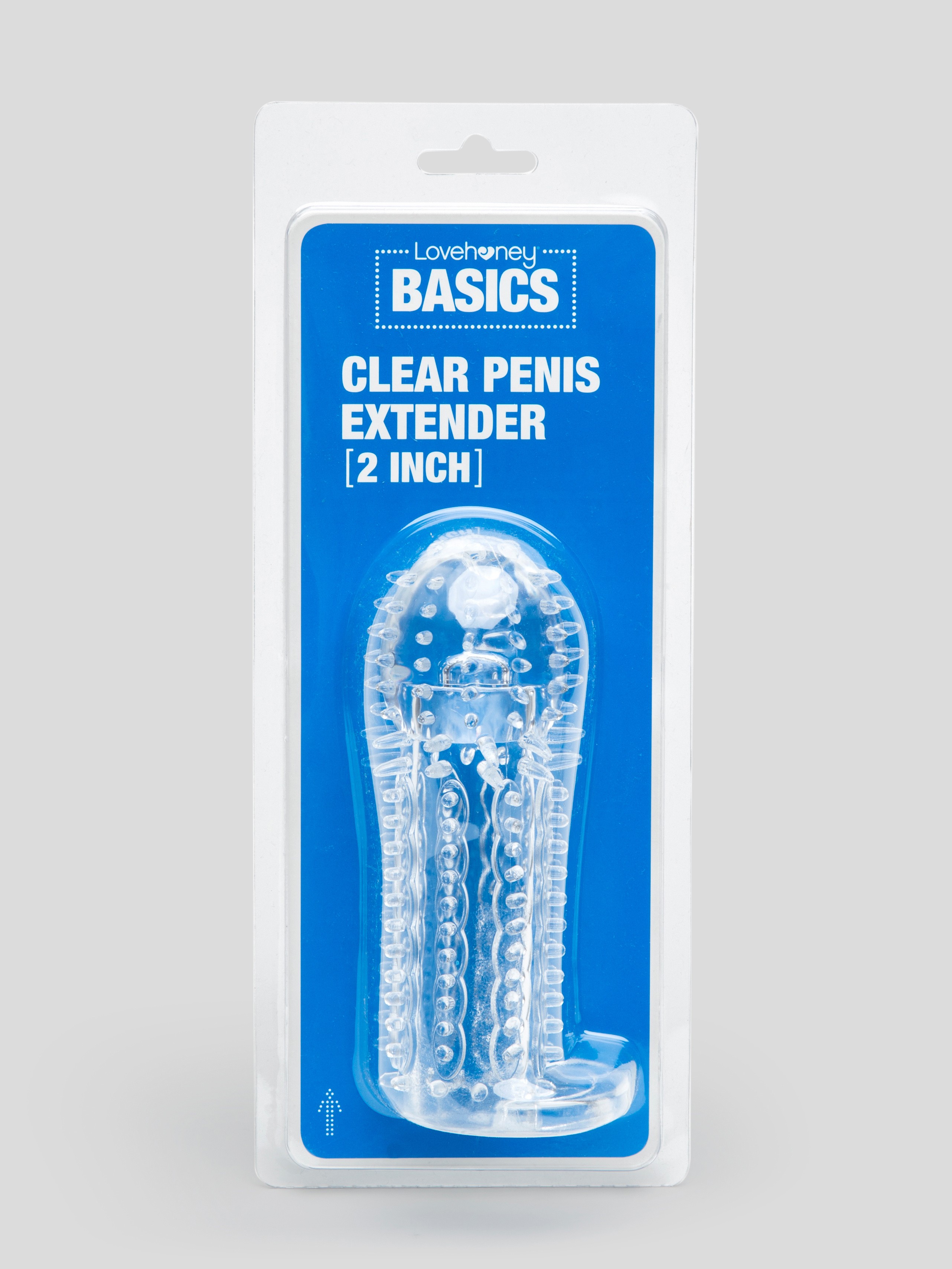 BASICS 2 Extra Inches Clear Textured Penis Extender, Clear, hi-res