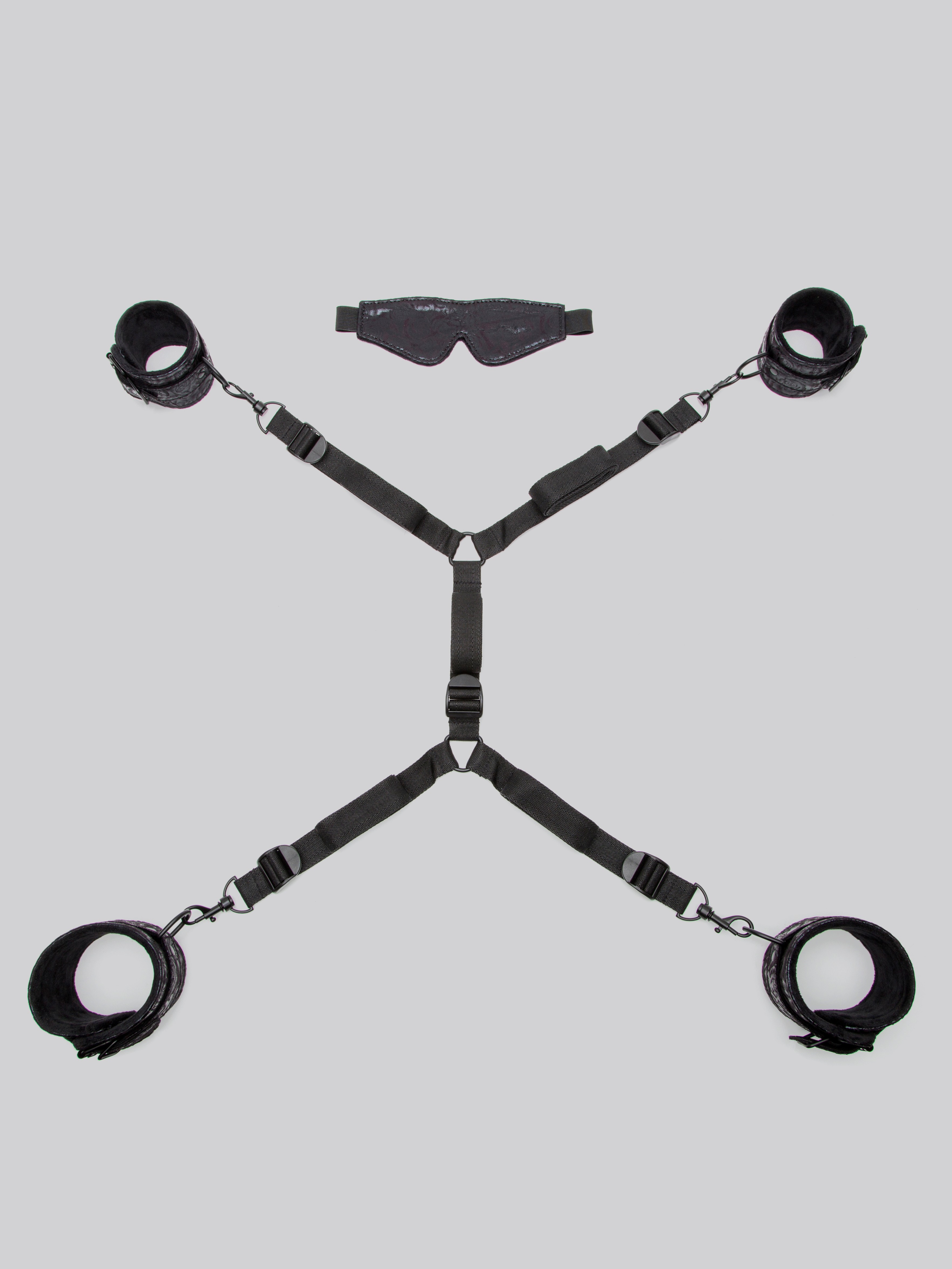 Bondage Boutique Black Rose Under Mattress Restraint Kit (2 Piece), Black, hi-res