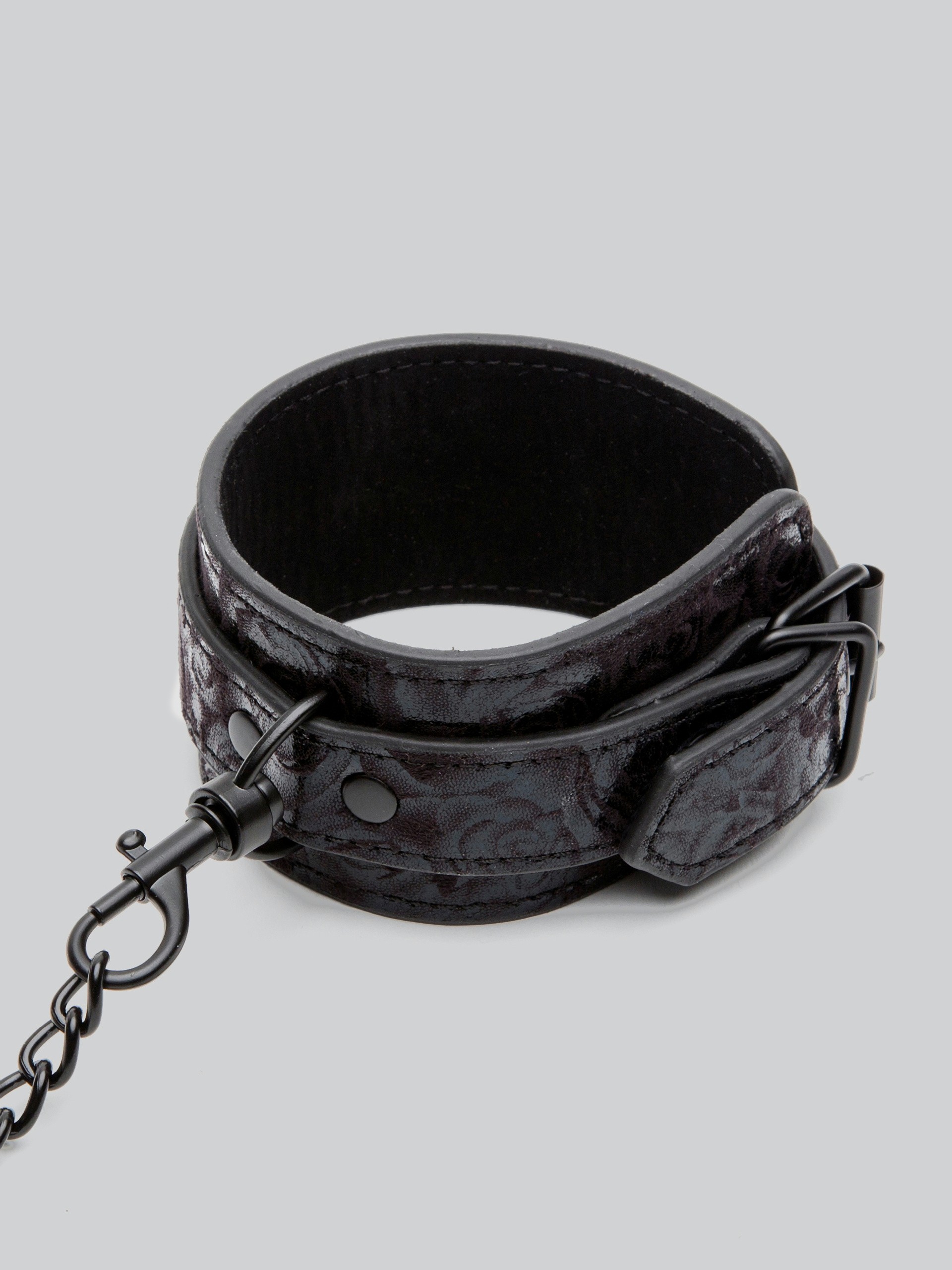 Bondage Boutique Black Rose Wrist-to-Collar Restraint Set, Black, hi-res