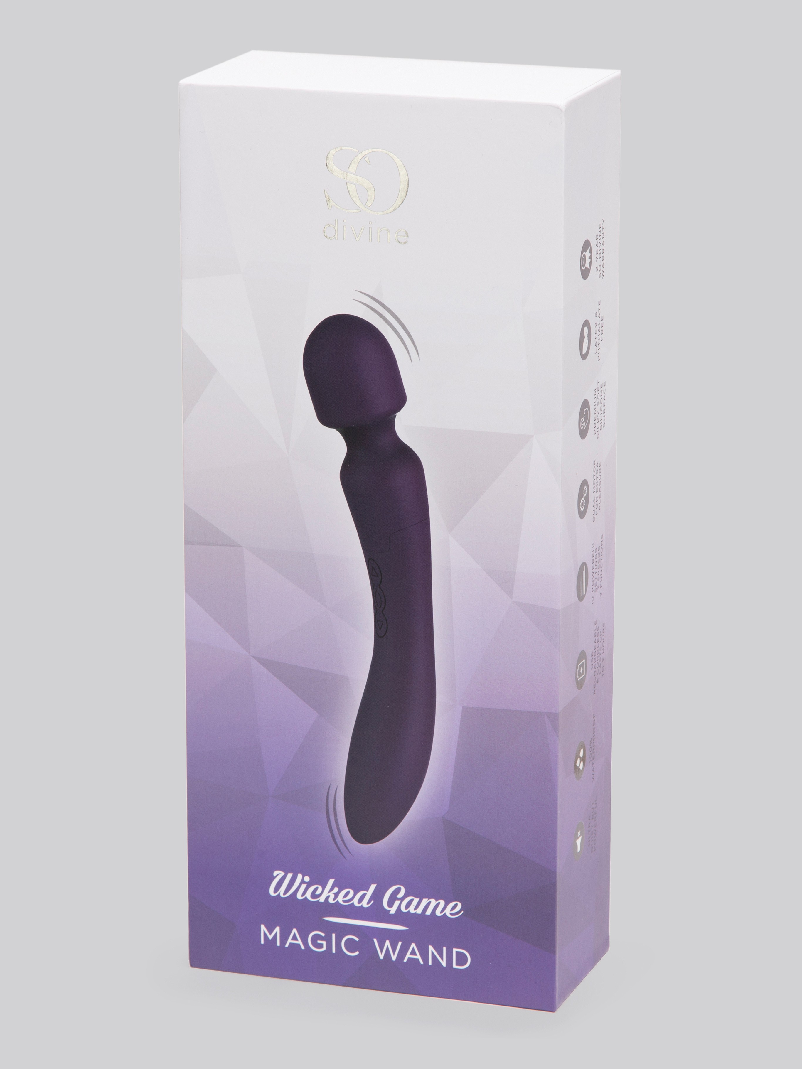 So Divine Wicked Game Dual Motor Massaging Wand, Purple, hi-res