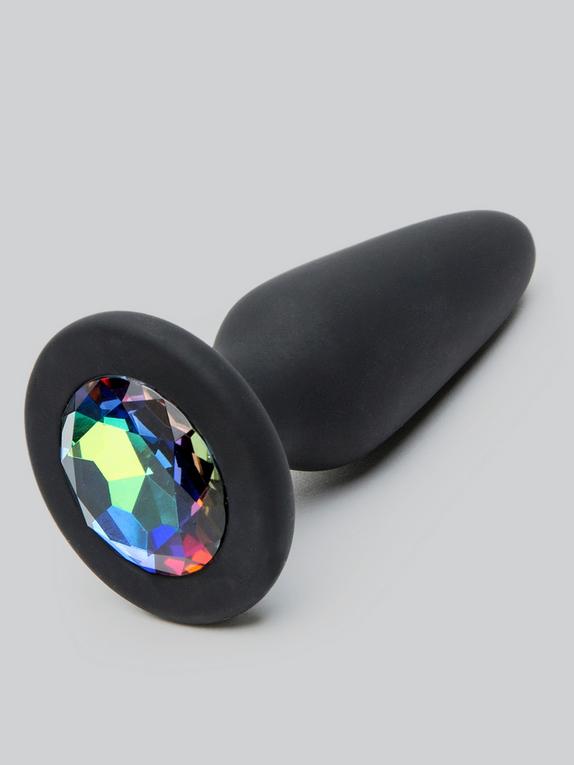 Glams Large Silicone Butt Plug with Rainbow Crystal 4 Inch, Rainbow, hi-res