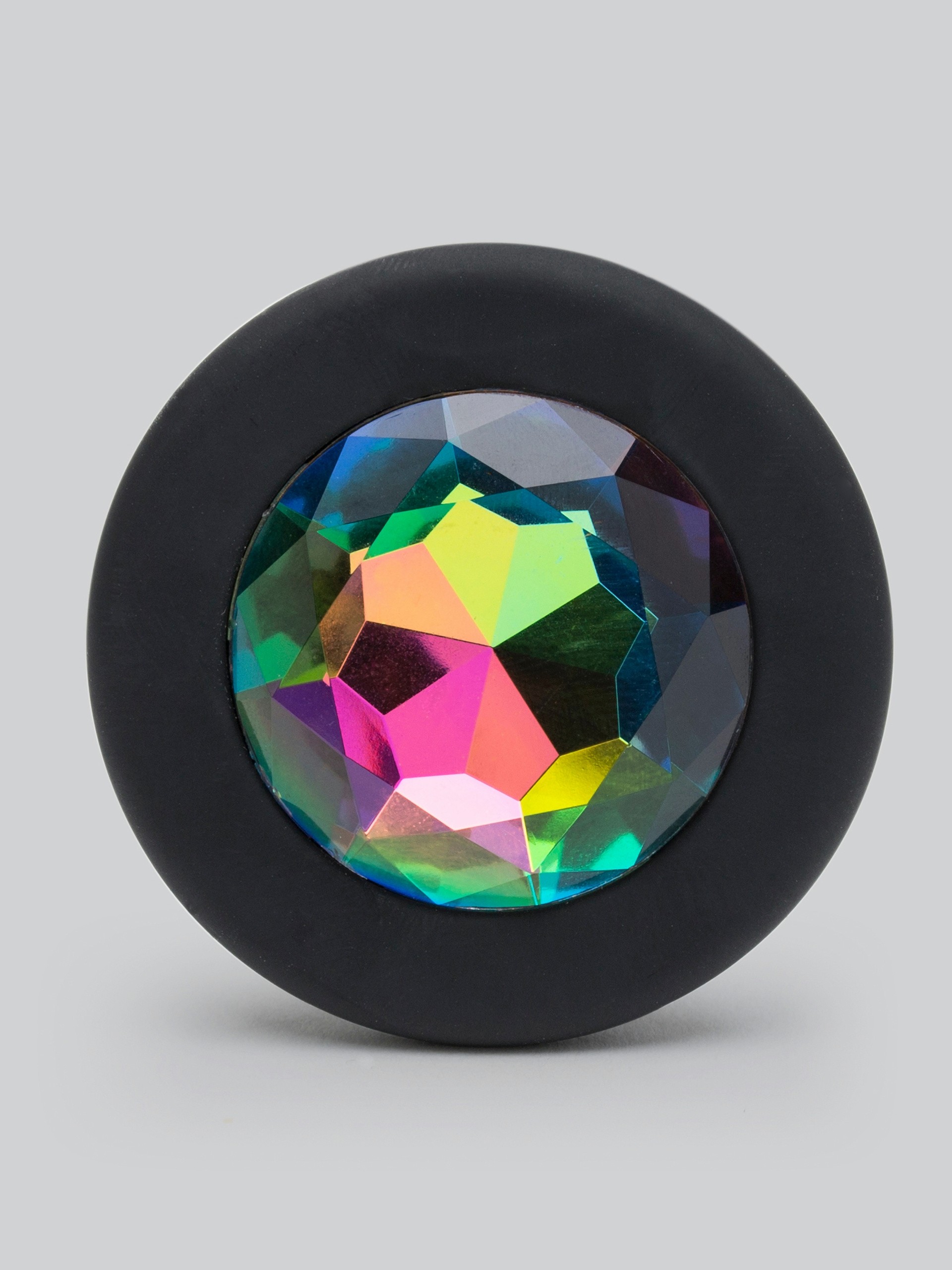 Glams Large Silicone Butt Plug with Rainbow Crystal 4 Inch, Rainbow, hi-res