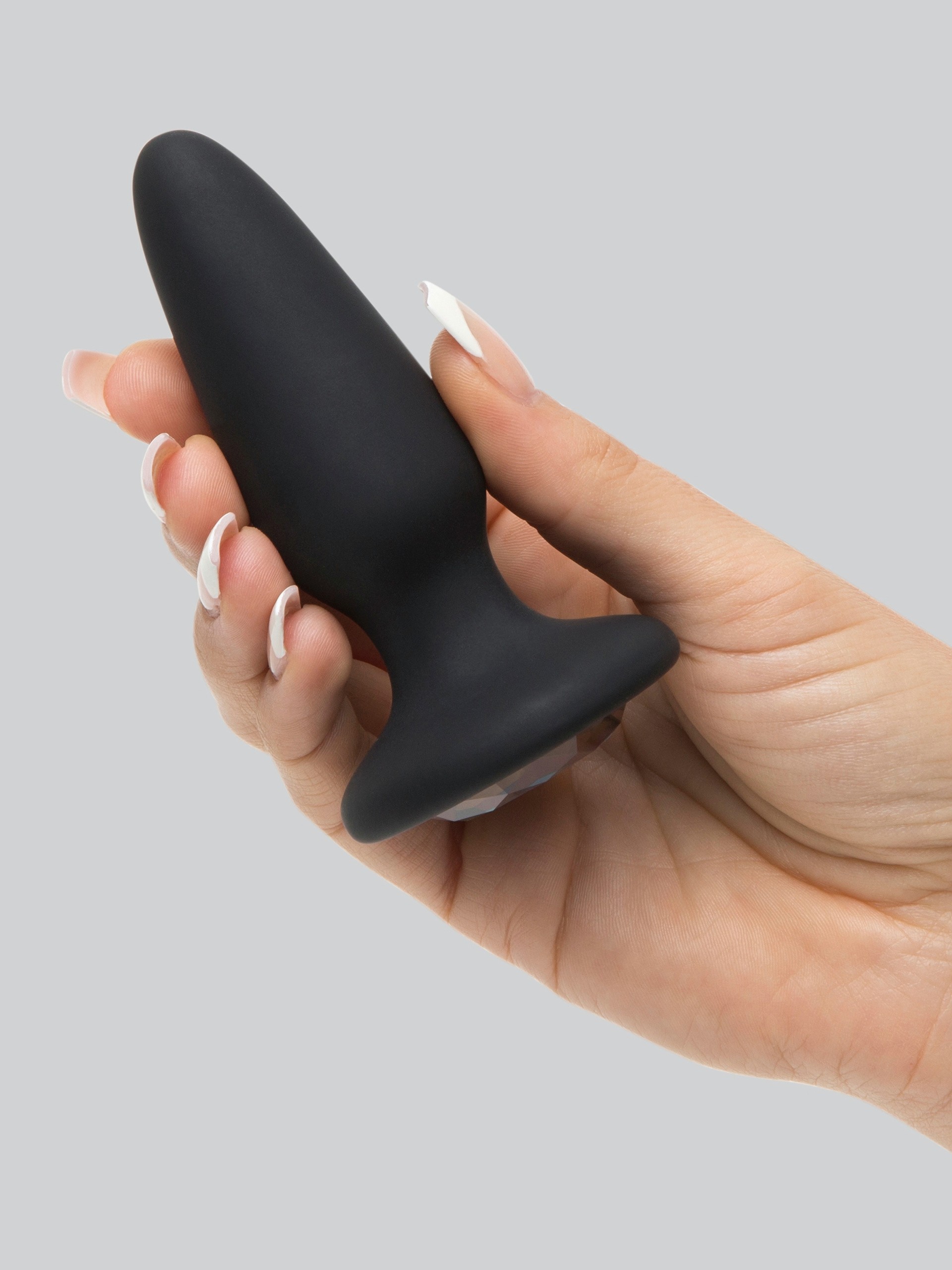 Glams Large Silicone Butt Plug with Rainbow Crystal 4 Inch, Rainbow, hi-res