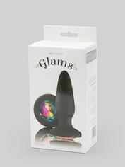 Glams Large Silicone Butt Plug with Rainbow Crystal 4 Inch, Rainbow, hi-res