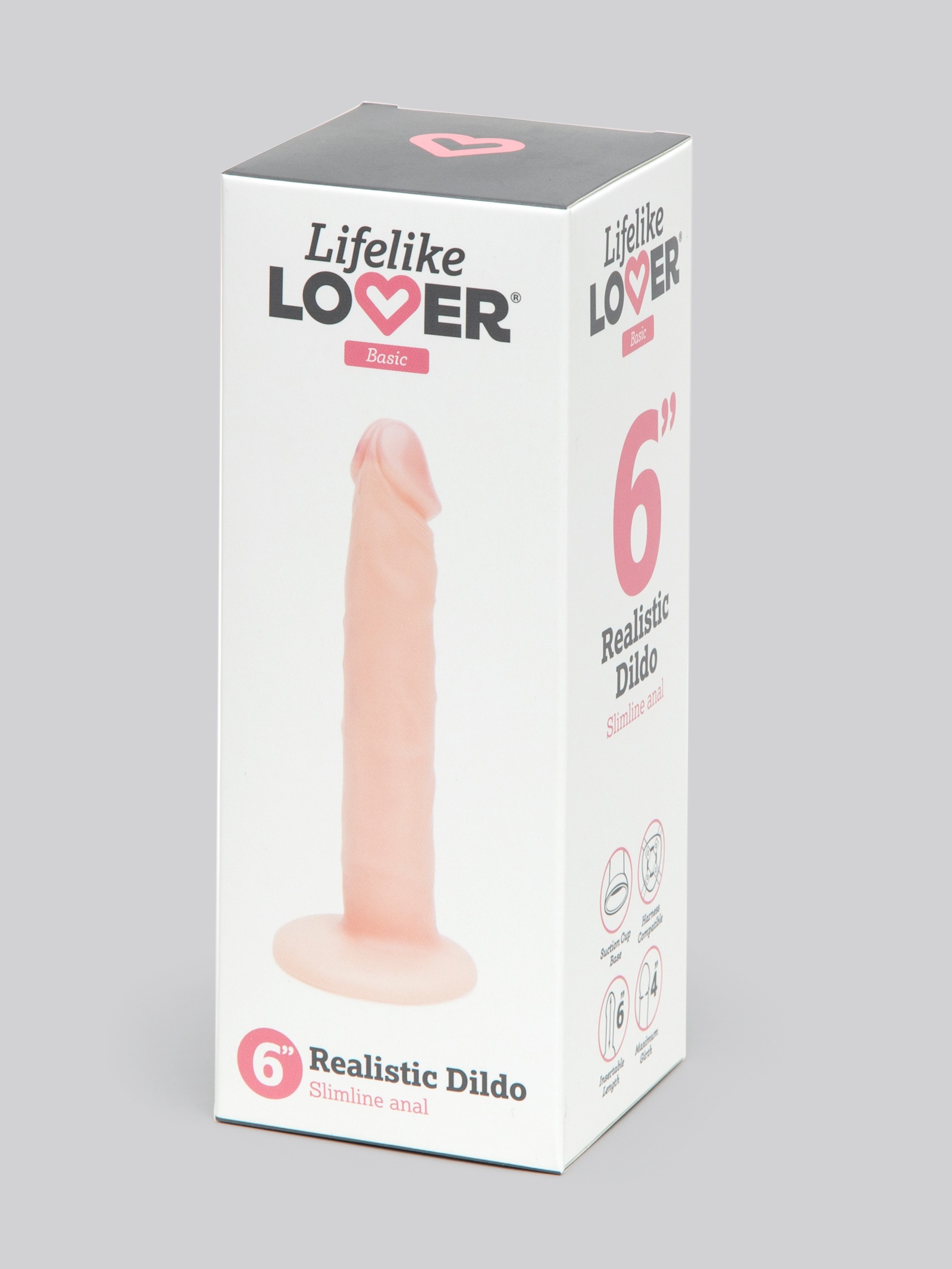 Lifelike Lover Basic Slimline Realistic Anal Dildo 6 Inch, Flesh Pink, hi-res