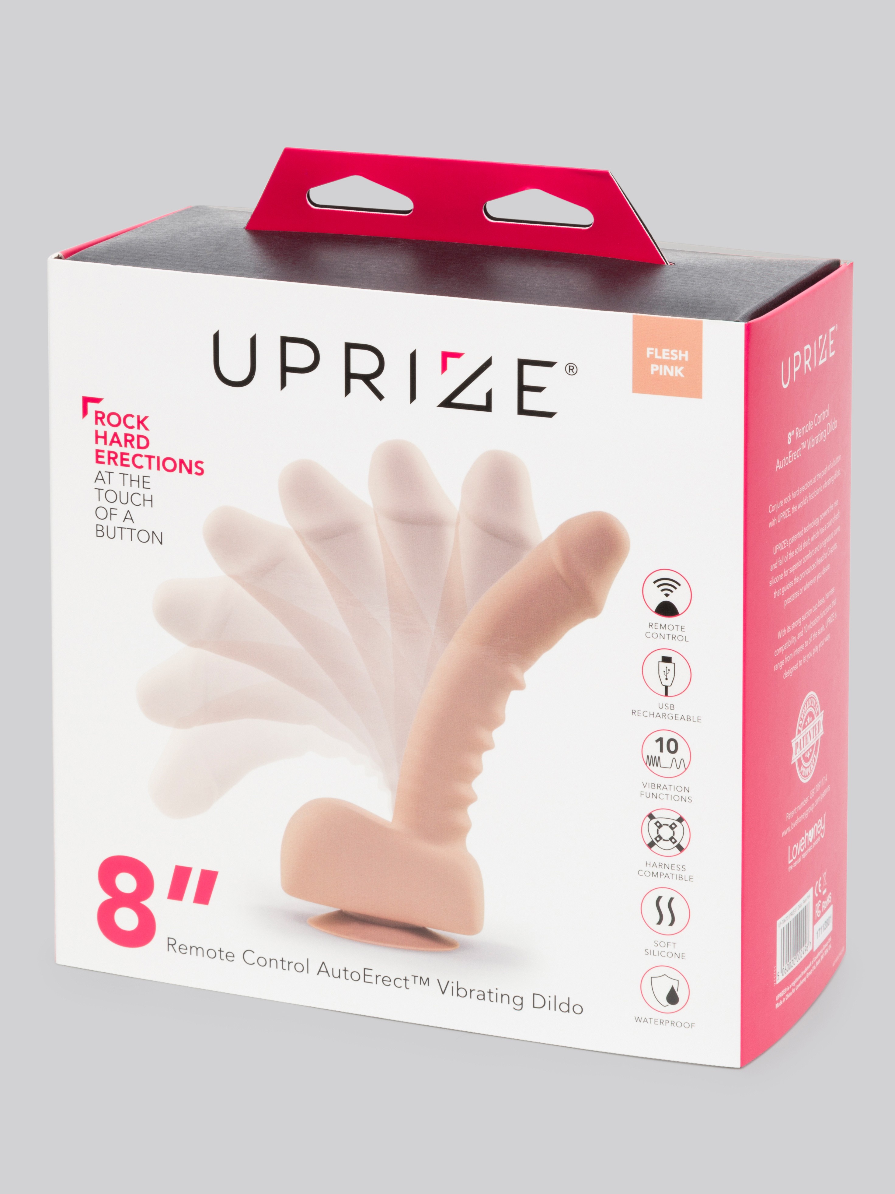 UPRIZE Remote Control Erecting Realistic Dildo Vibrator 8 Inch, Flesh Pink, hi-res