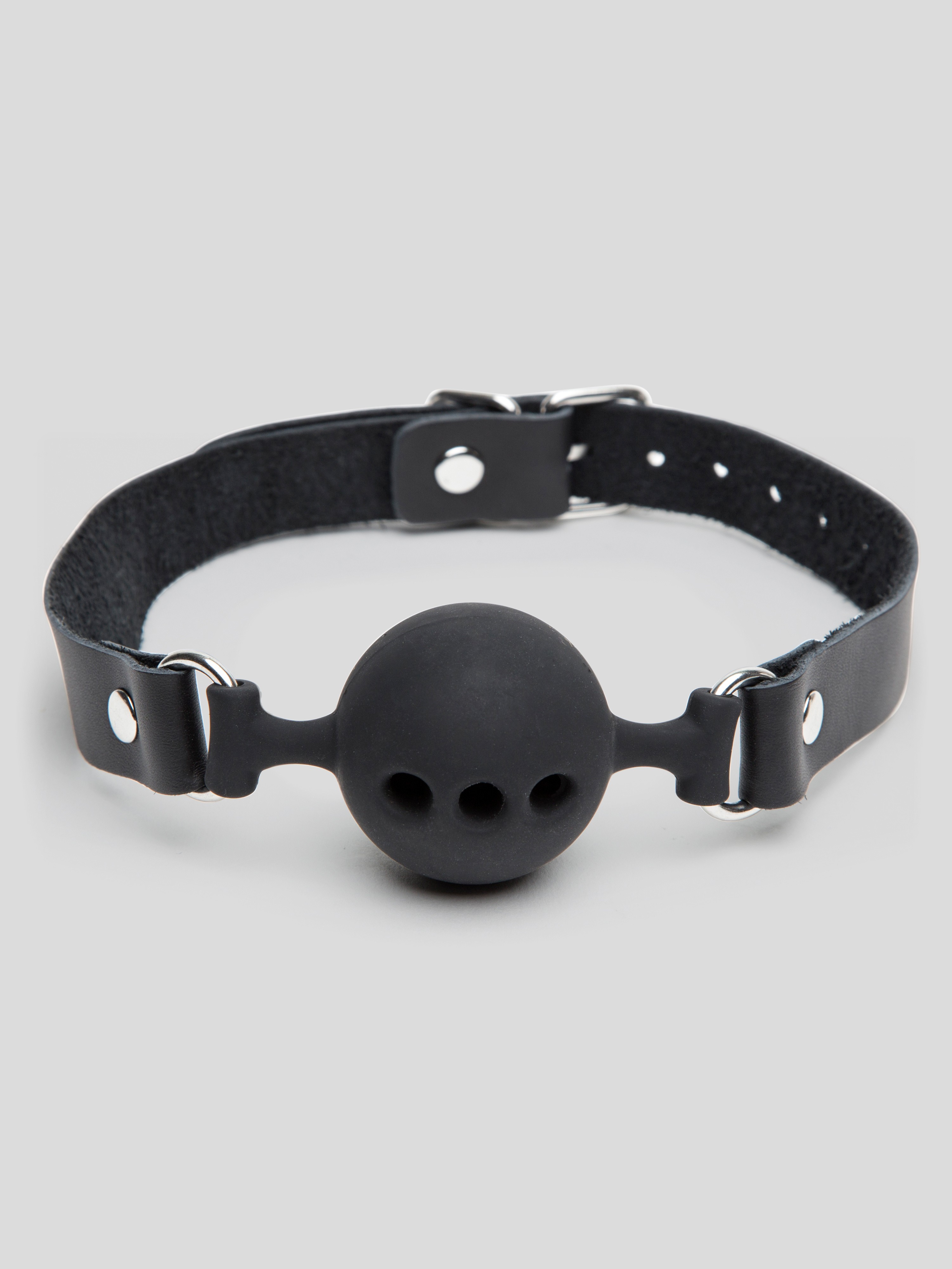 Bondage Boutique Medium Silicone Breathable Ball Gag, Black, hi-res