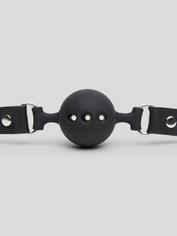 Bondage Boutique Medium Silicone Breathable Ball Gag, Black, hi-res