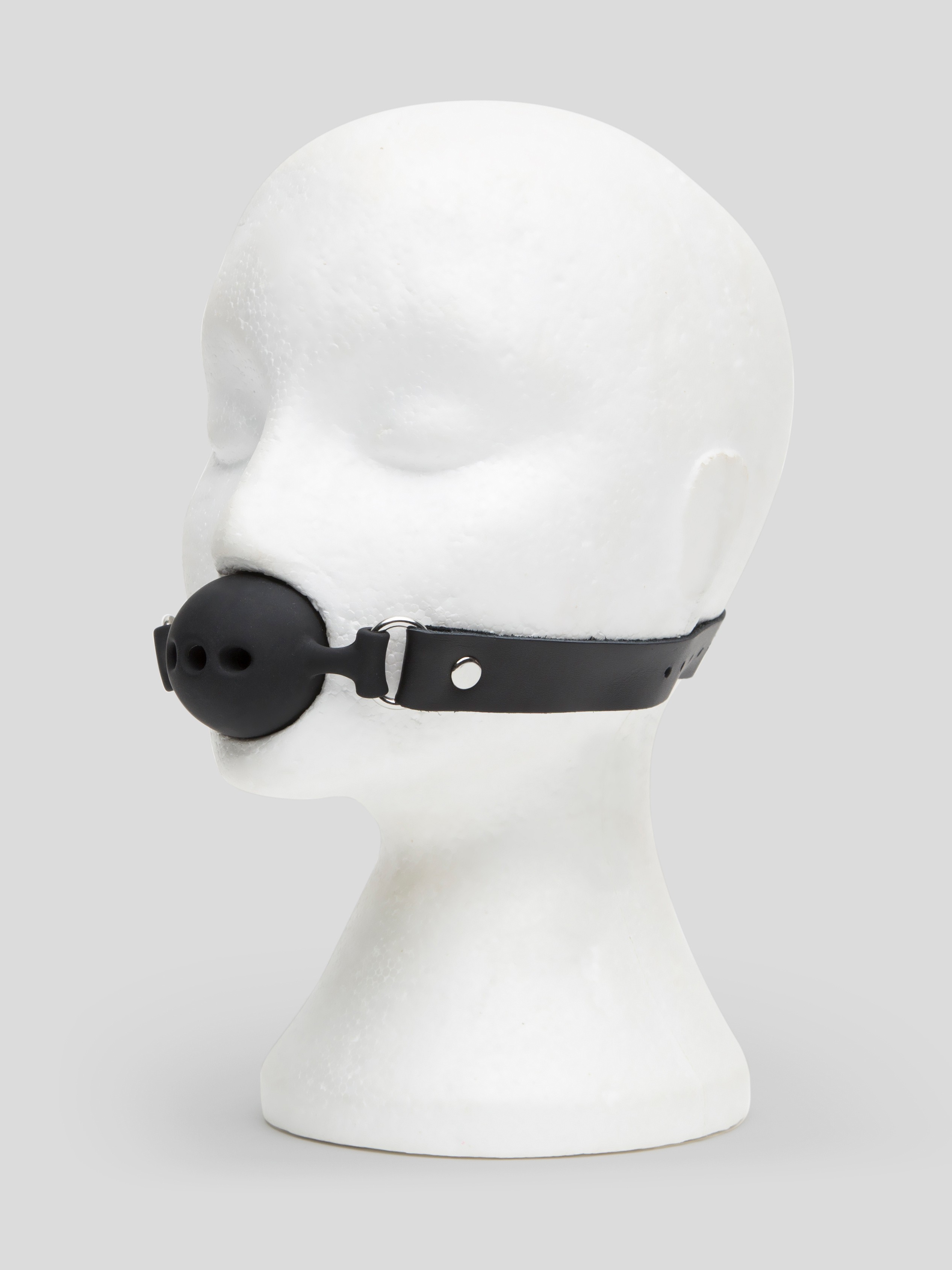 Bondage Boutique Medium Silicone Breathable Ball Gag, Black, hi-res