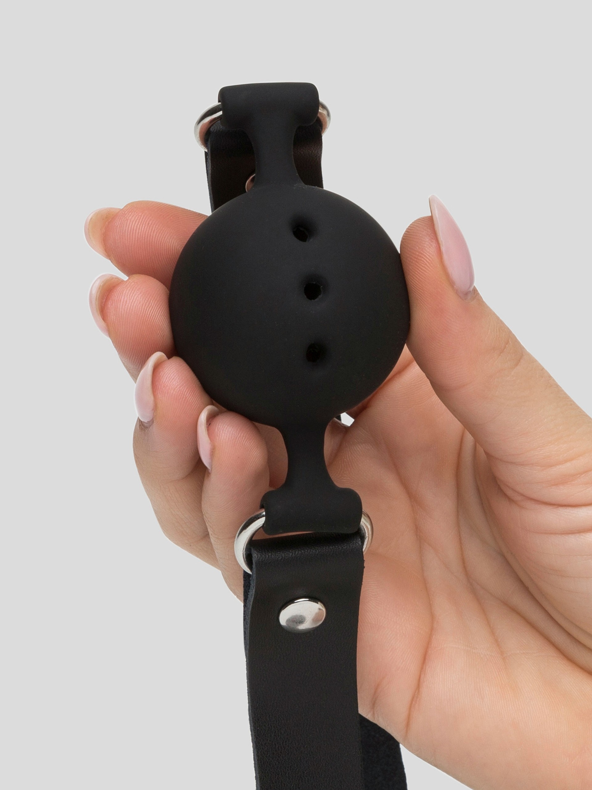 Bondage Boutique Medium Silicone Breathable Ball Gag, Black, hi-res