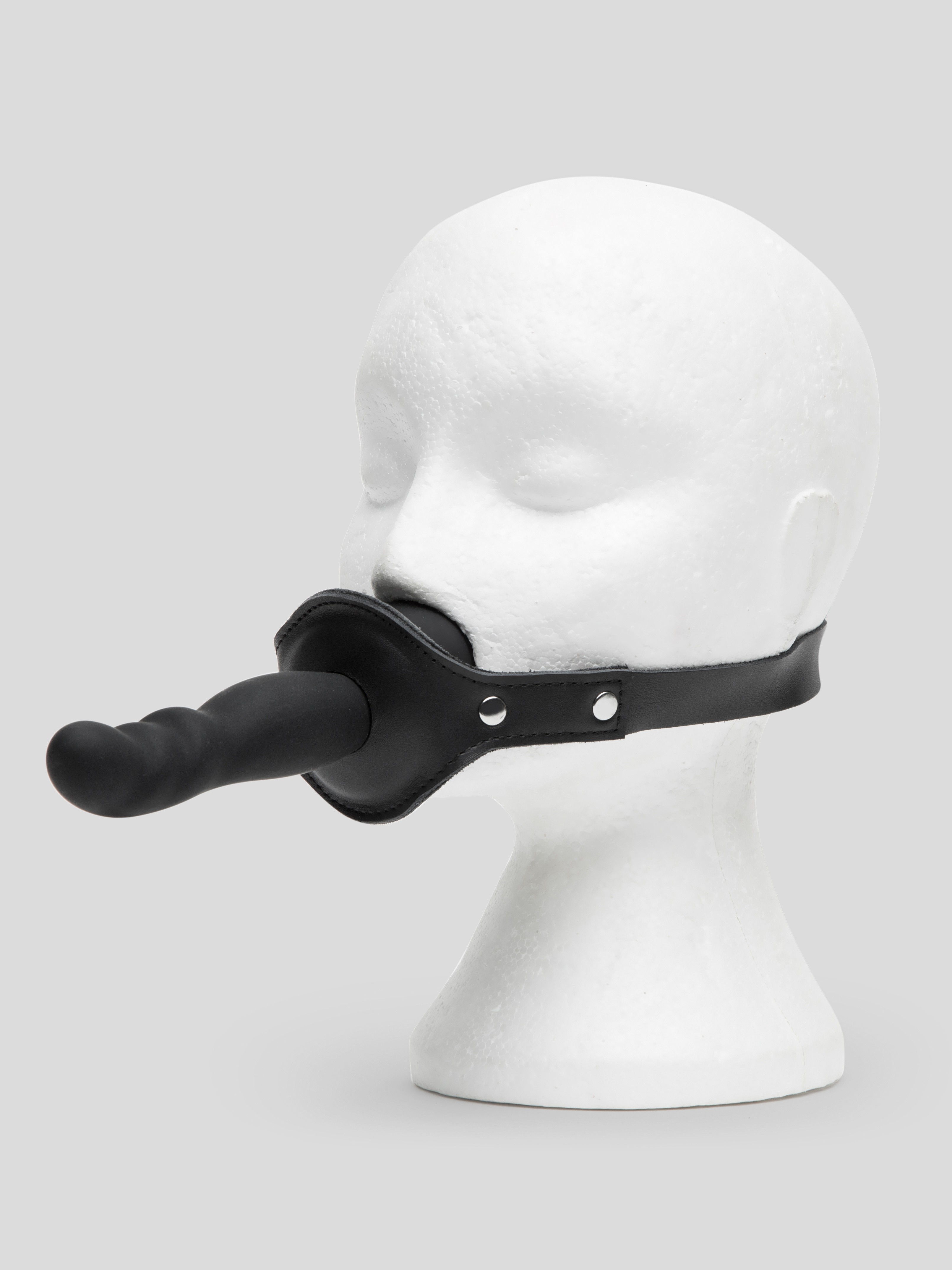 Bondage Boutique Silicone Gag with Dildo 5 Inch., Black, hi-res