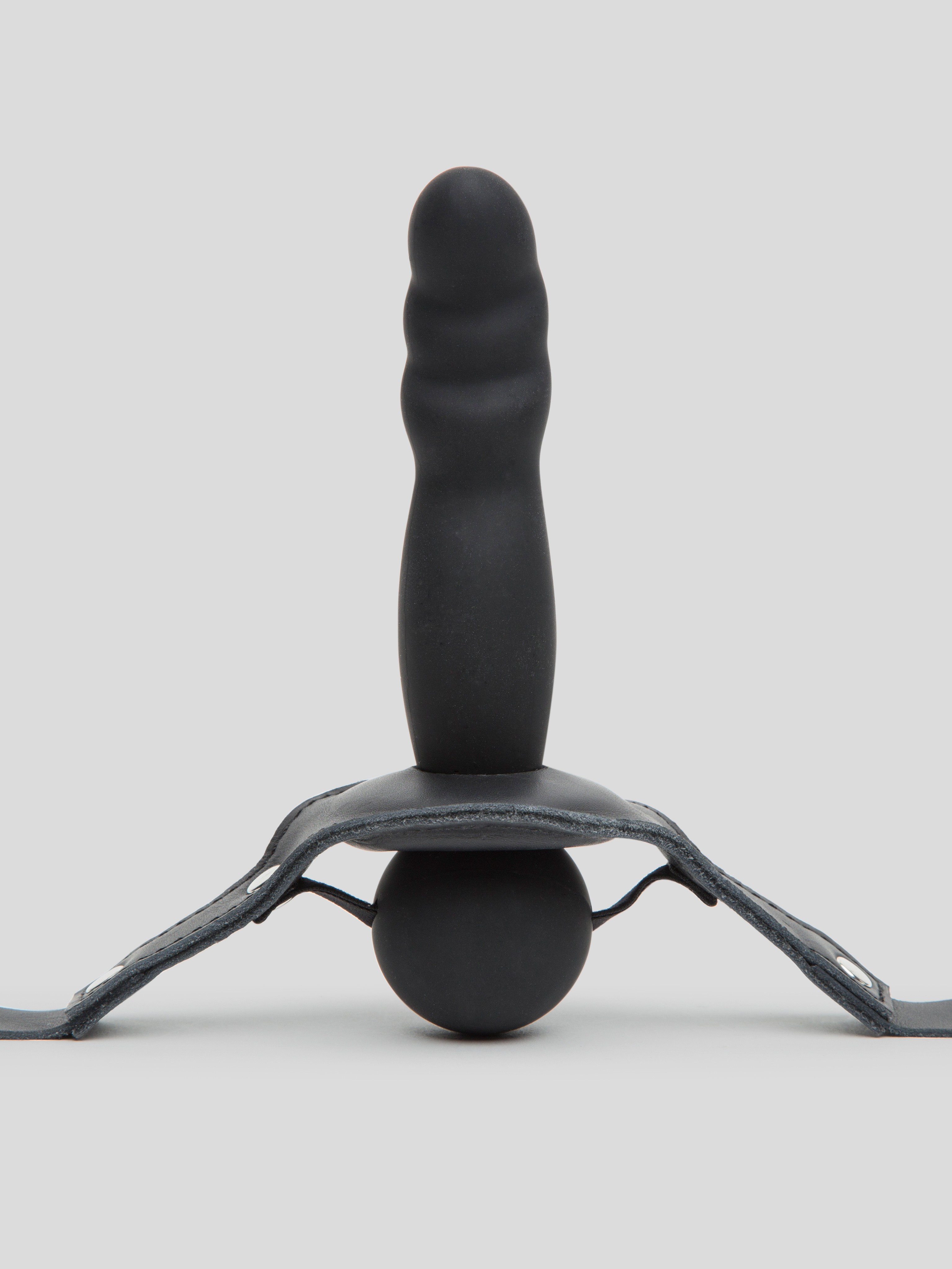 Bondage Boutique Silicone Gag with Dildo 5 Inch., Black, hi-res