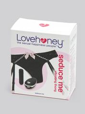 Lovehoney Seduce Me 10 Function Vibrating Suspender Thong, Black, hi-res