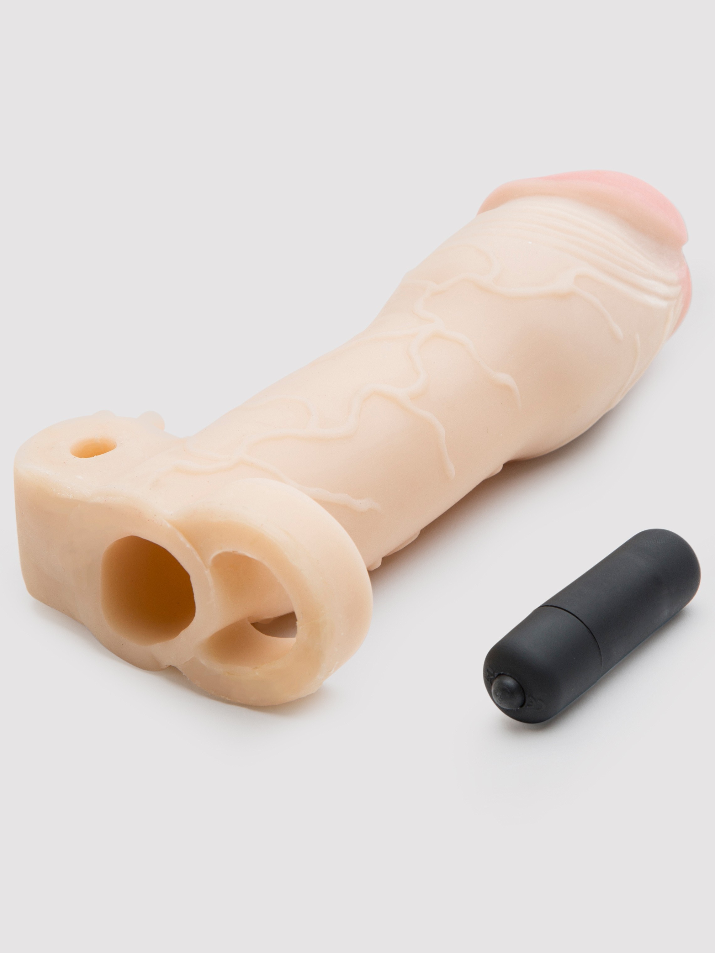 Fantasy X-Tensions 2 Extra Inches Extra Girthy Vibrating Penis Extender, Flesh Pink, hi-res