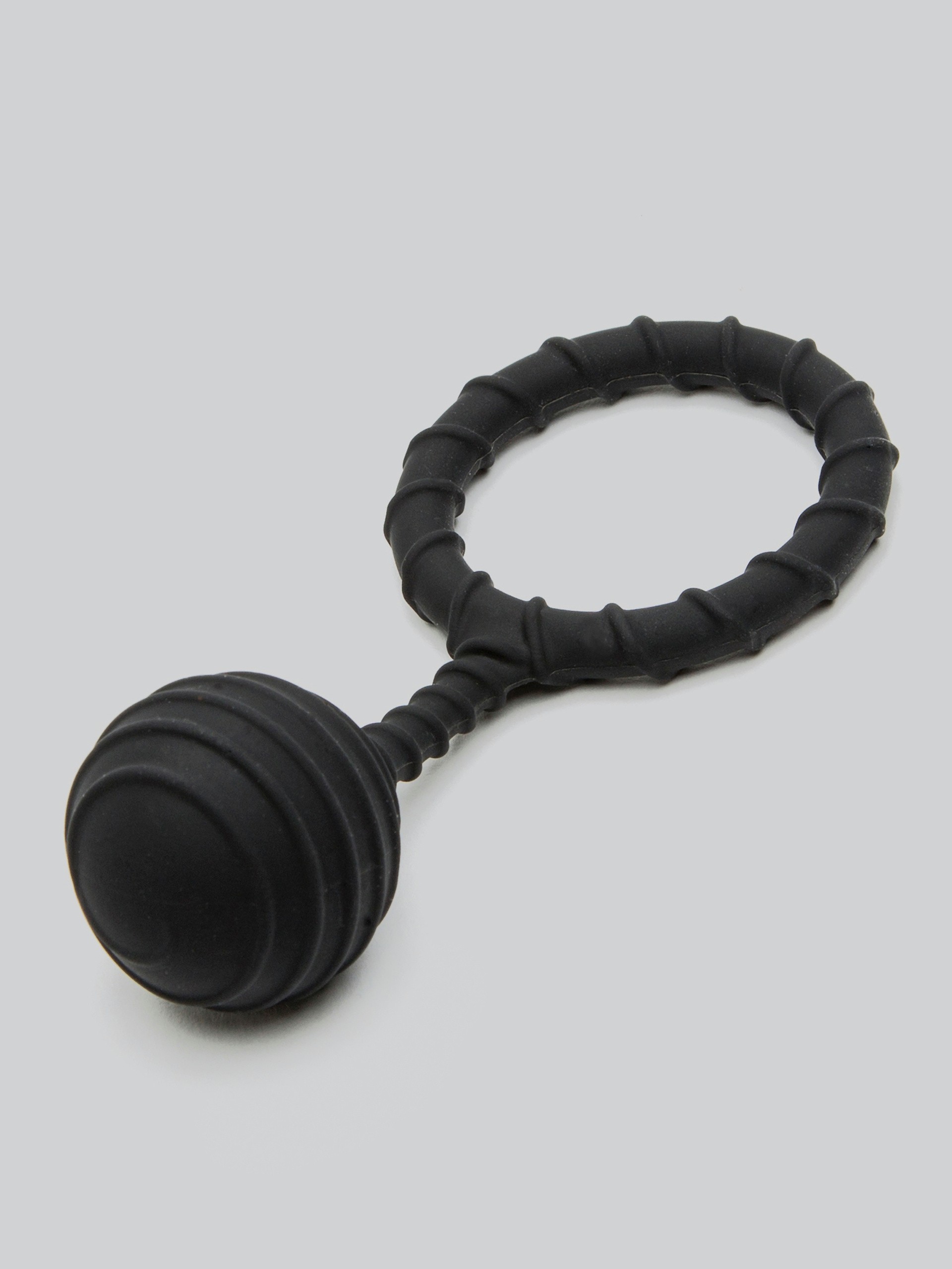 Colt Pure Silicone Ribbed Stretchy Weighted Cock Ring, Black, hi-res