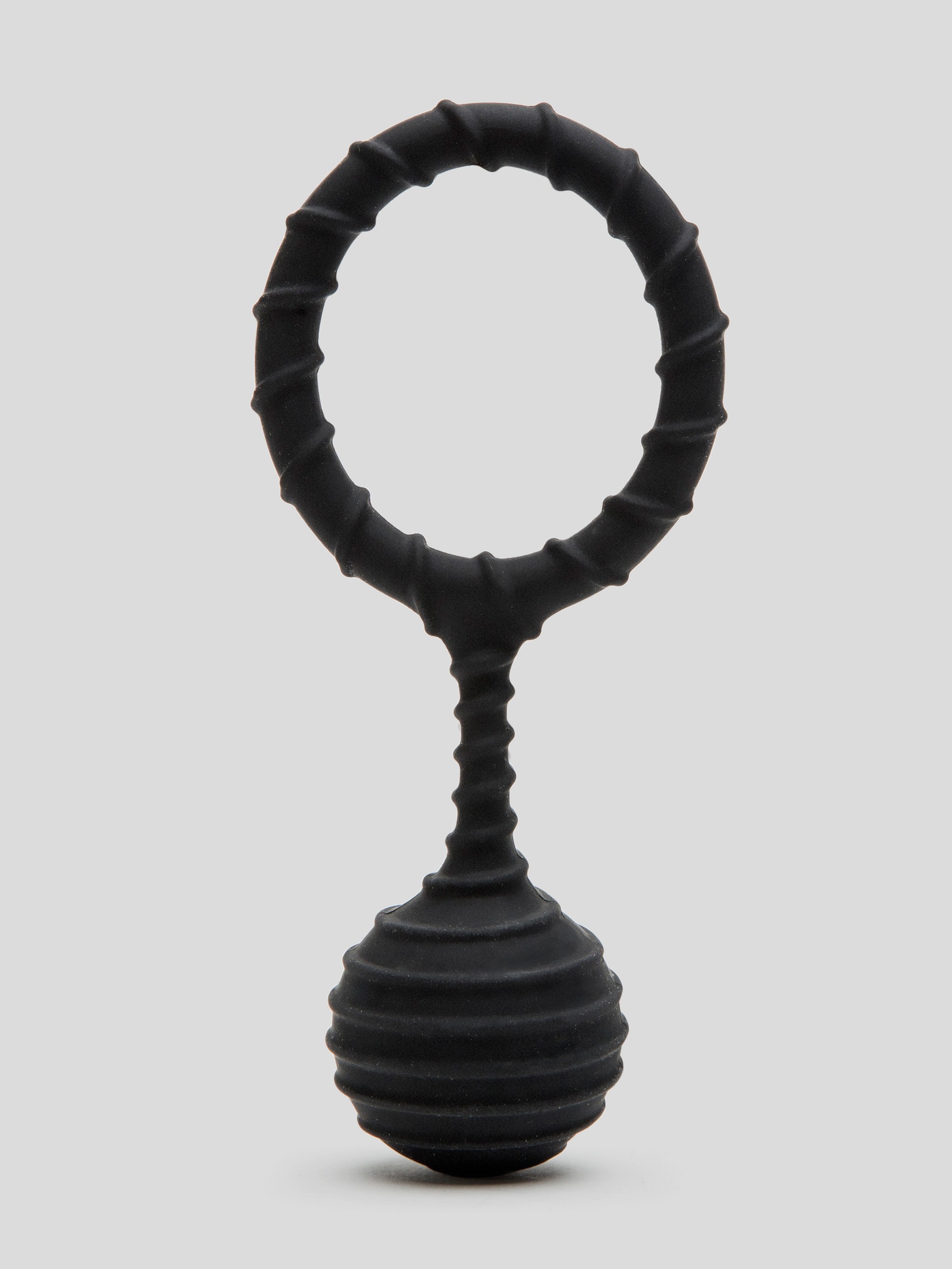 Colt Pure Silicone Ribbed Stretchy Weighted Cock Ring, Black, hi-res