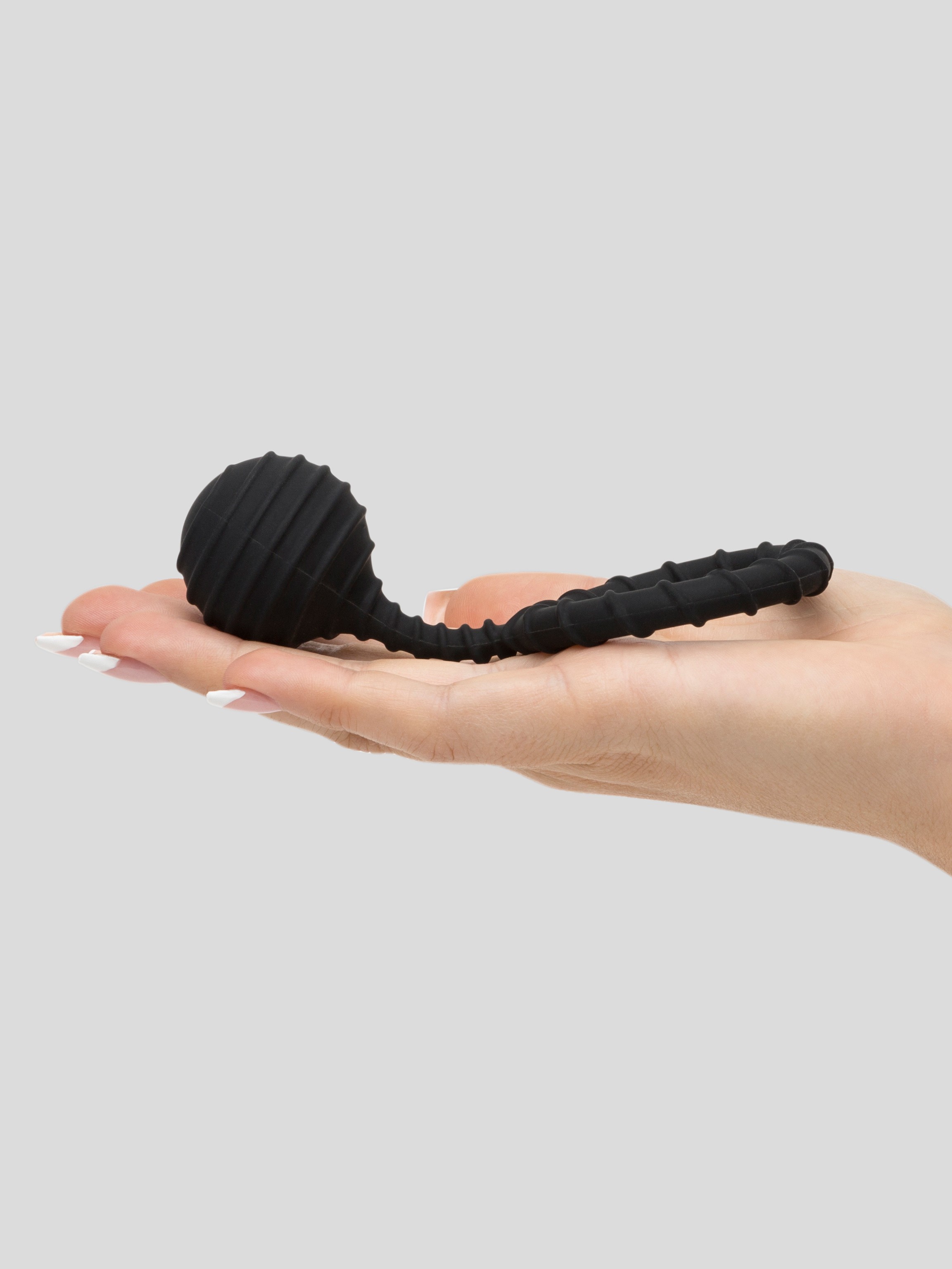 Colt Pure Silicone Ribbed Stretchy Weighted Cock Ring, Black, hi-res