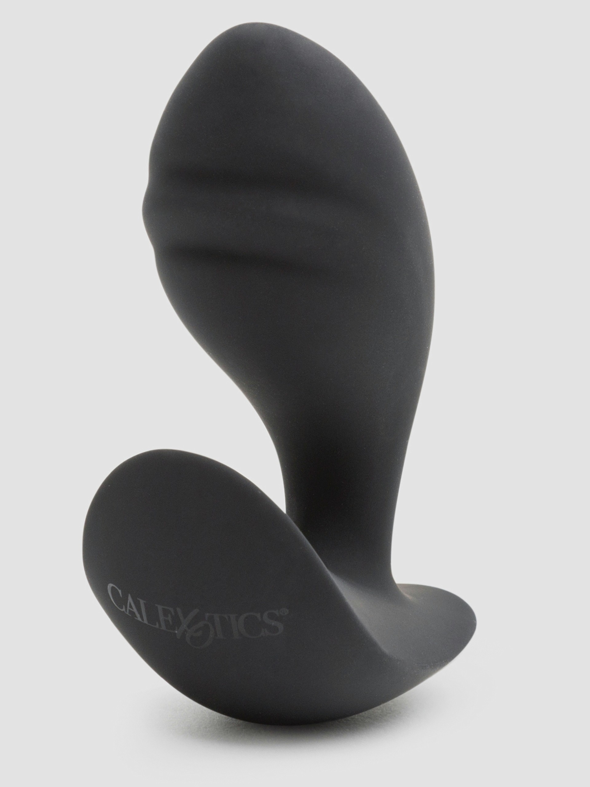 Booty Call Silicone Curved and Ridged Butt Plug, Black, hi-res