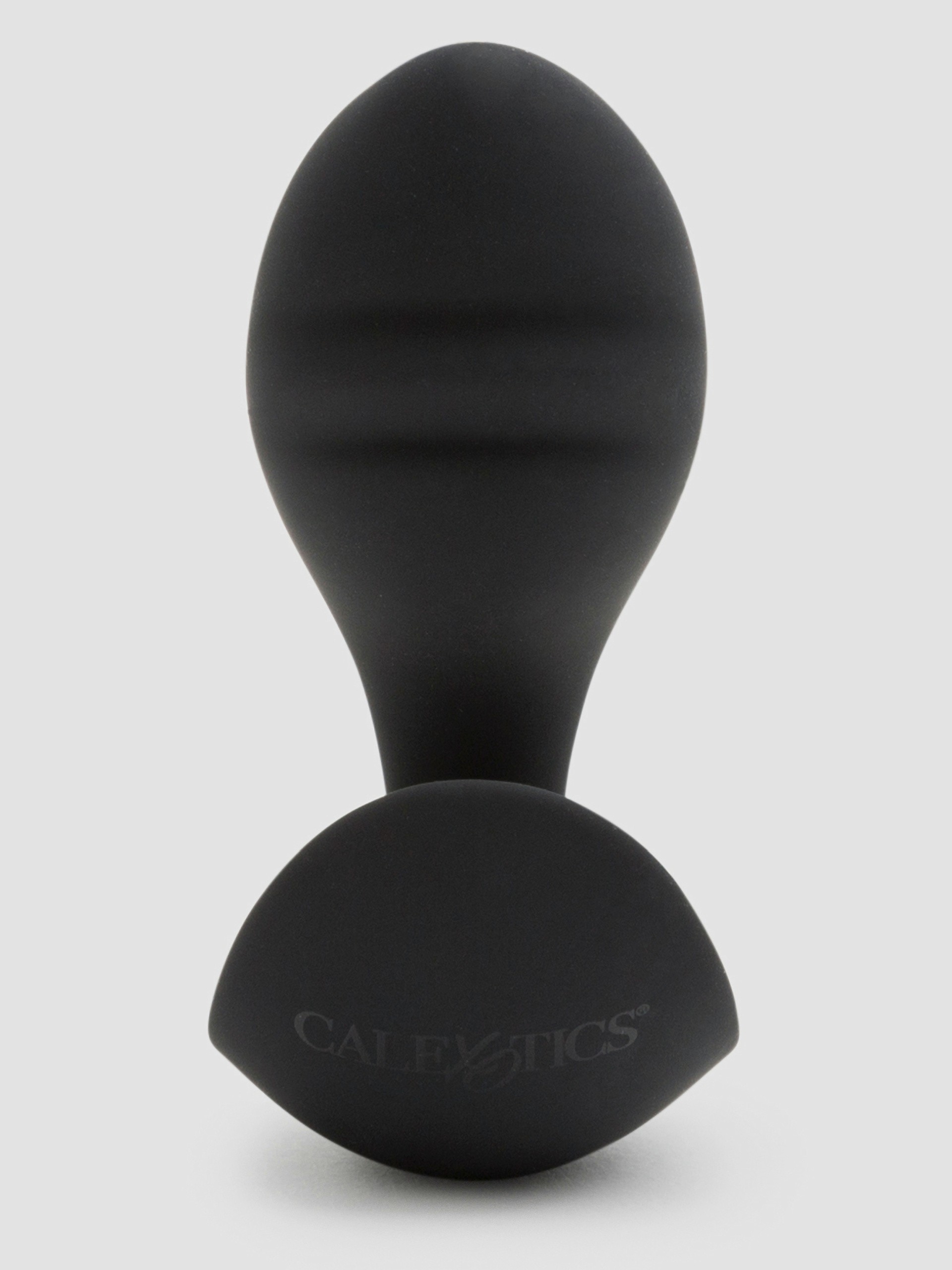 Booty Call Silicone Curved and Ridged Butt Plug, Black, hi-res