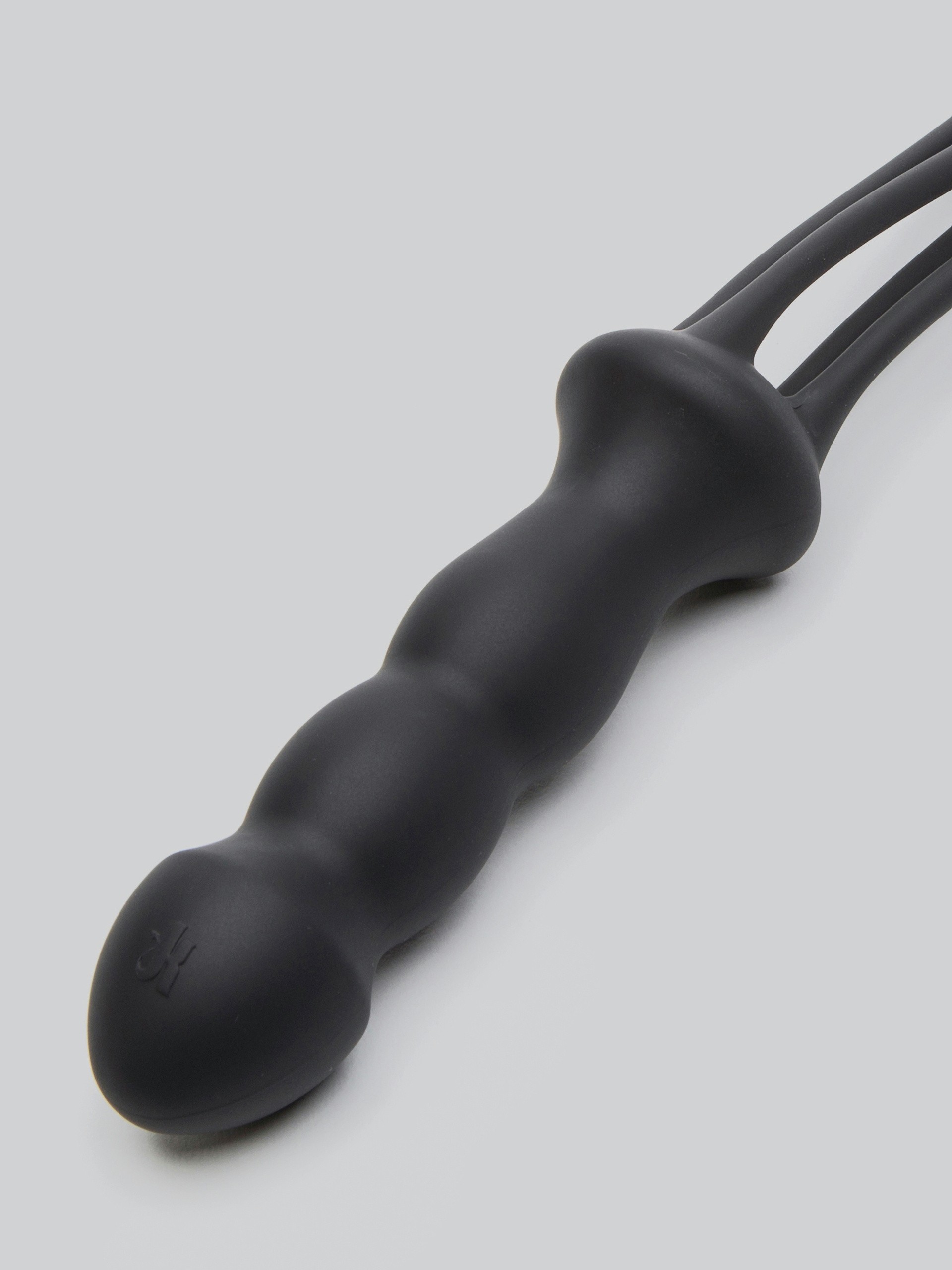 Doc Johnson Silicone Flogger Whip with Dildo Handle, Black, hi-res