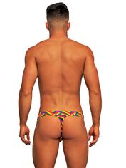 Male Power Rainbow Pride Flag Thong, Rainbow, hi-res