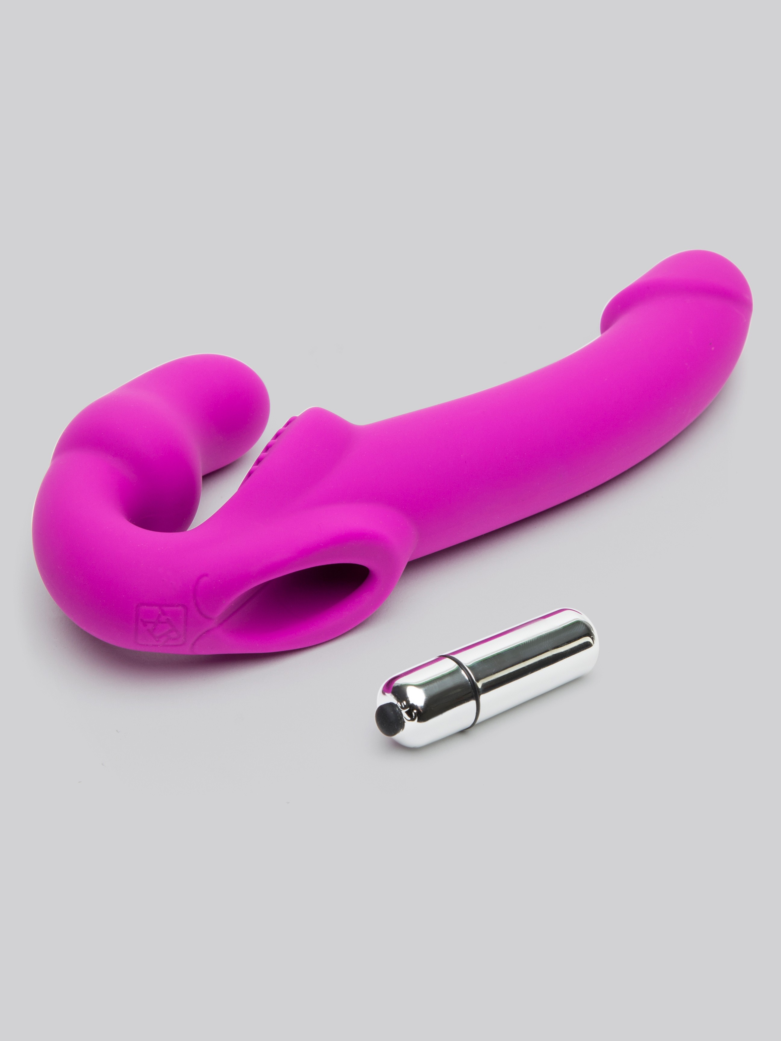 Evoke Silicone Strapless Strap-On Vibrating Dildo 7 Inch, Pink, hi-res