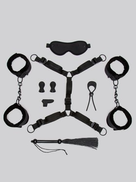  Sex Toy BDSM Restraints, 9 PCS Bondage Set, Adult Toy BDSM Kit  for Beginner and Advanced, Adult Game with Leather Texture Handcuffs,  Collar, Ankle Cuff, Blindfold, Nipple clamp for Couples Sex