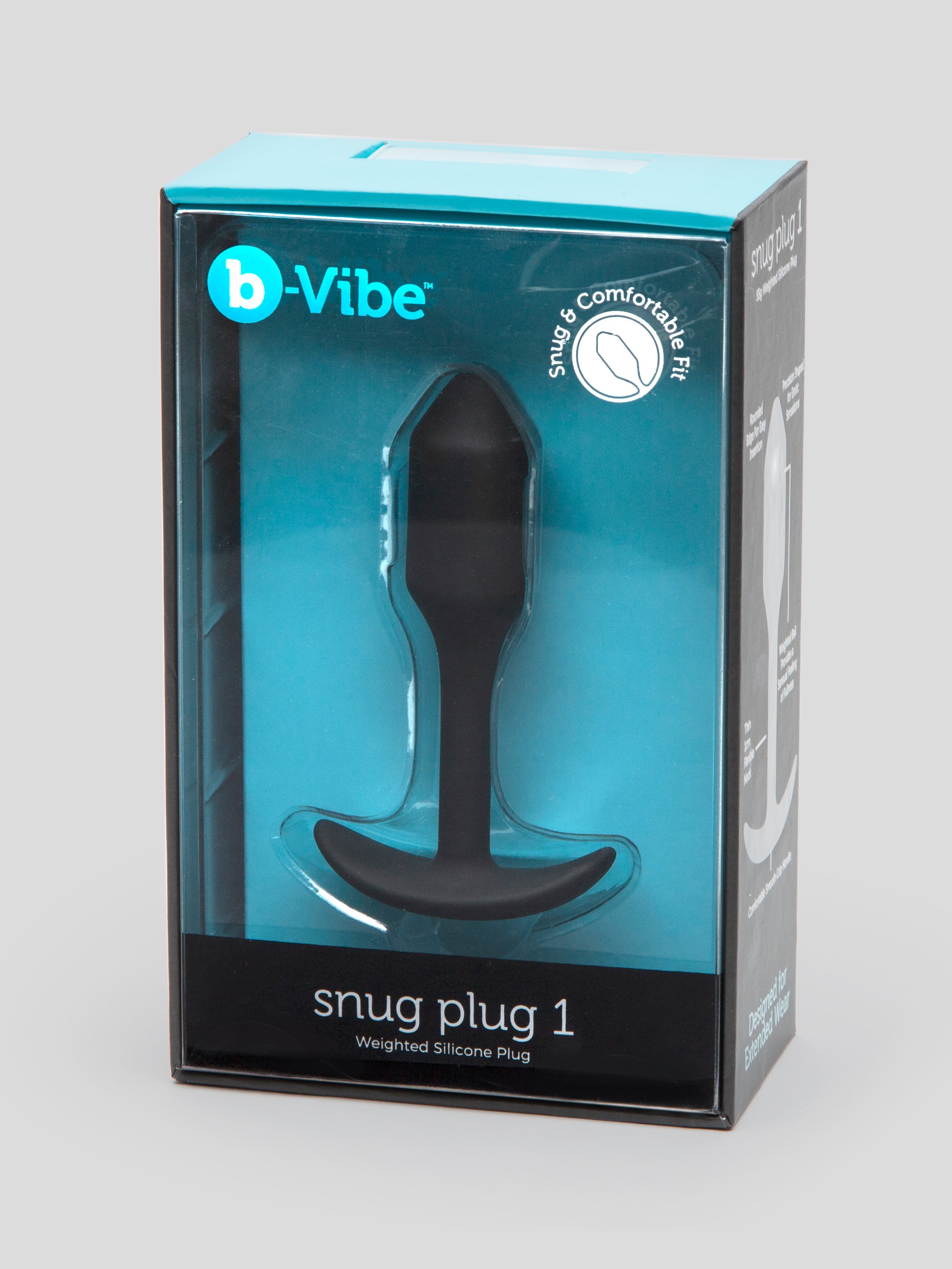 b-Vibe Snug Plug 1 Beginner Weighted Silicone Butt Plug 3 Inch, Black, hi-res
