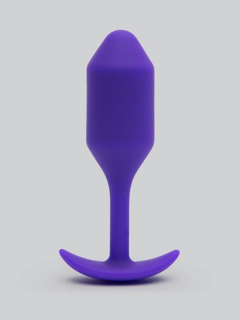 b-Vibe Snug Plug 2 Medium Weighted Silicone Butt Plug 4 Inch, Purple, hi-res