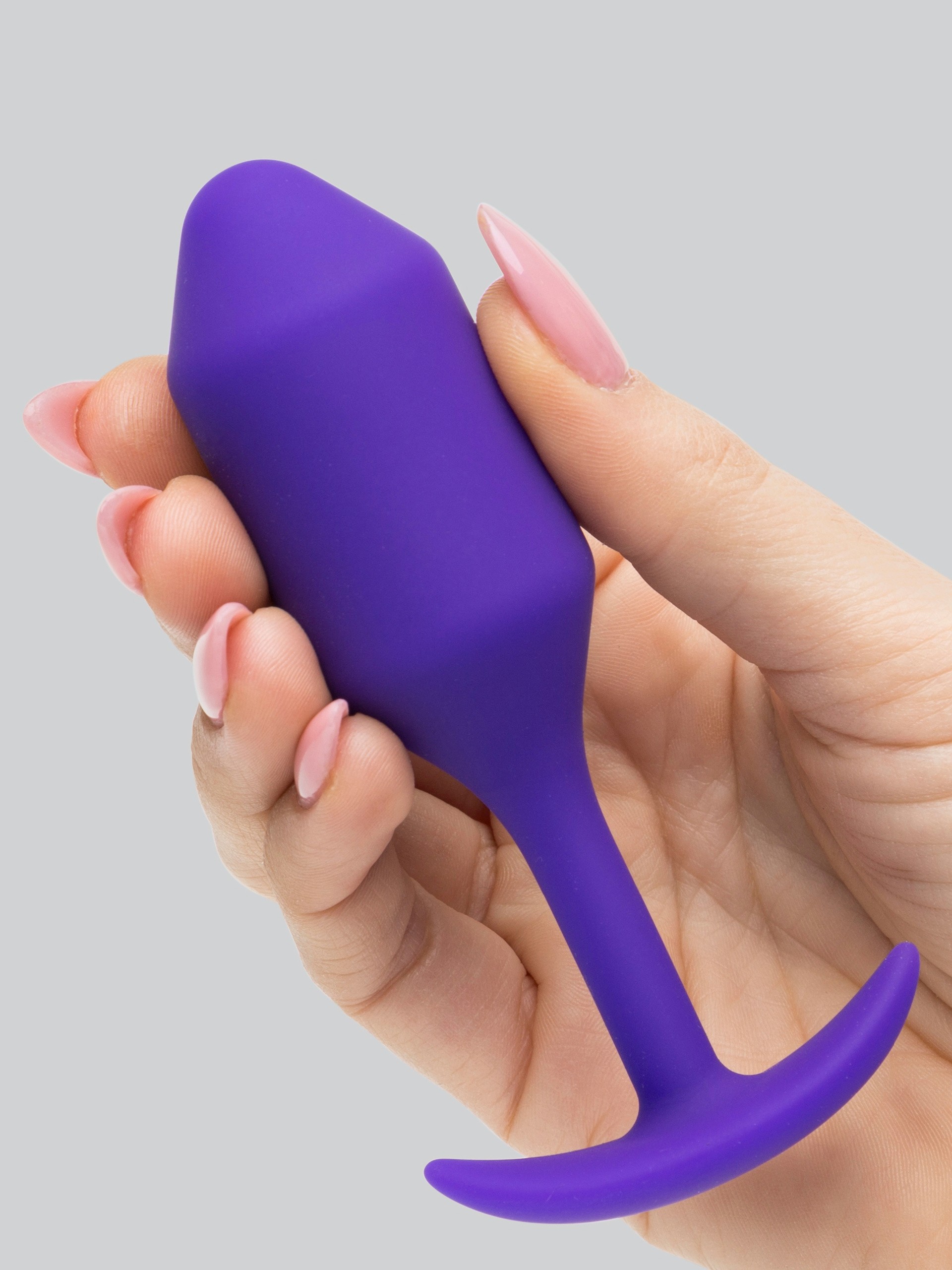 b-Vibe Snug Plug 2 Medium Weighted Silicone Butt Plug 4 Inch, Purple, hi-res