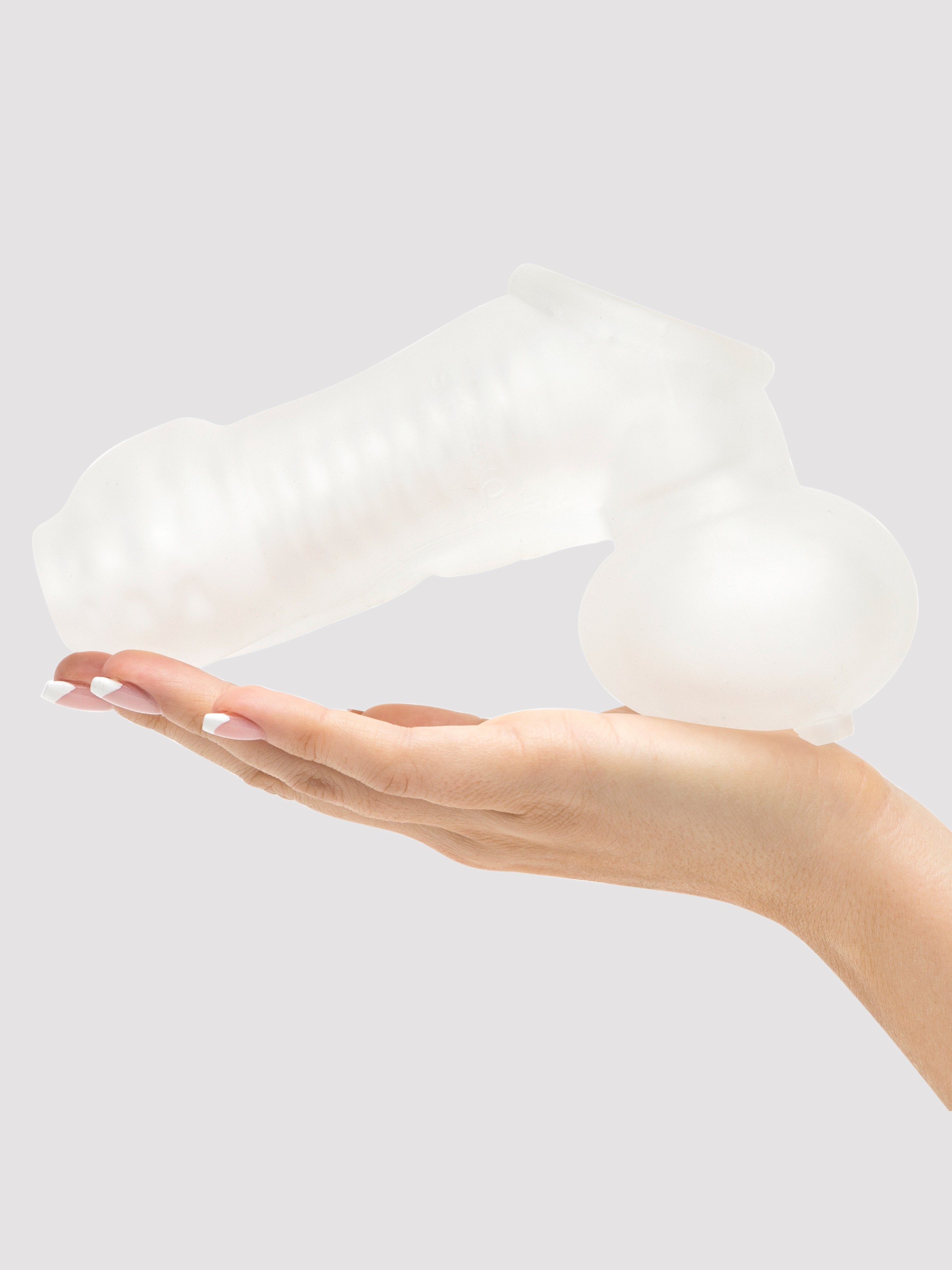 Oxballs SackJack Textured Cock and Ball Sheath Stroker, Clear, hi-res