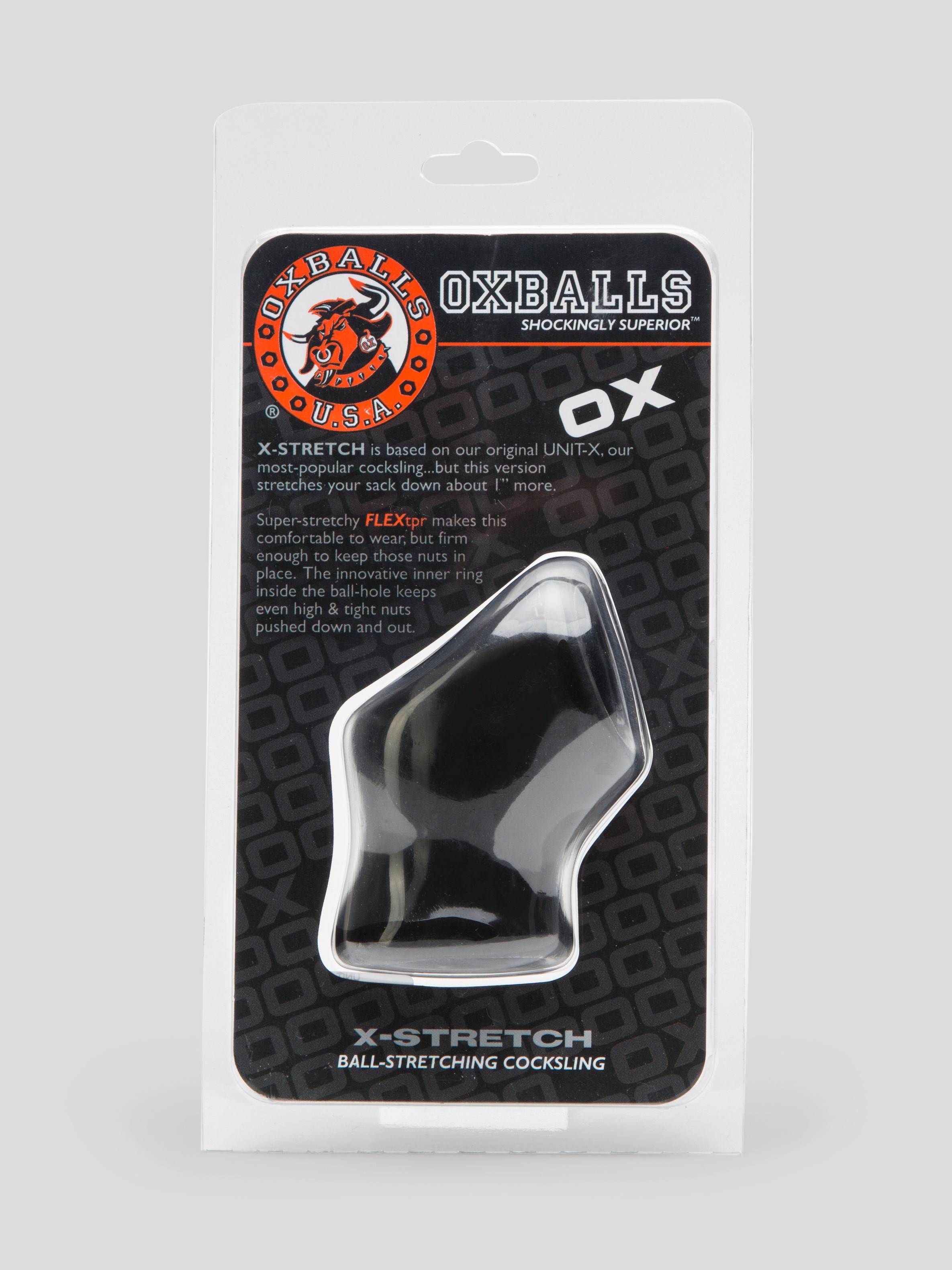 Oxballs X-STRETCH Cocksling with 1-Inch Ball Stretcher, Black, hi-res