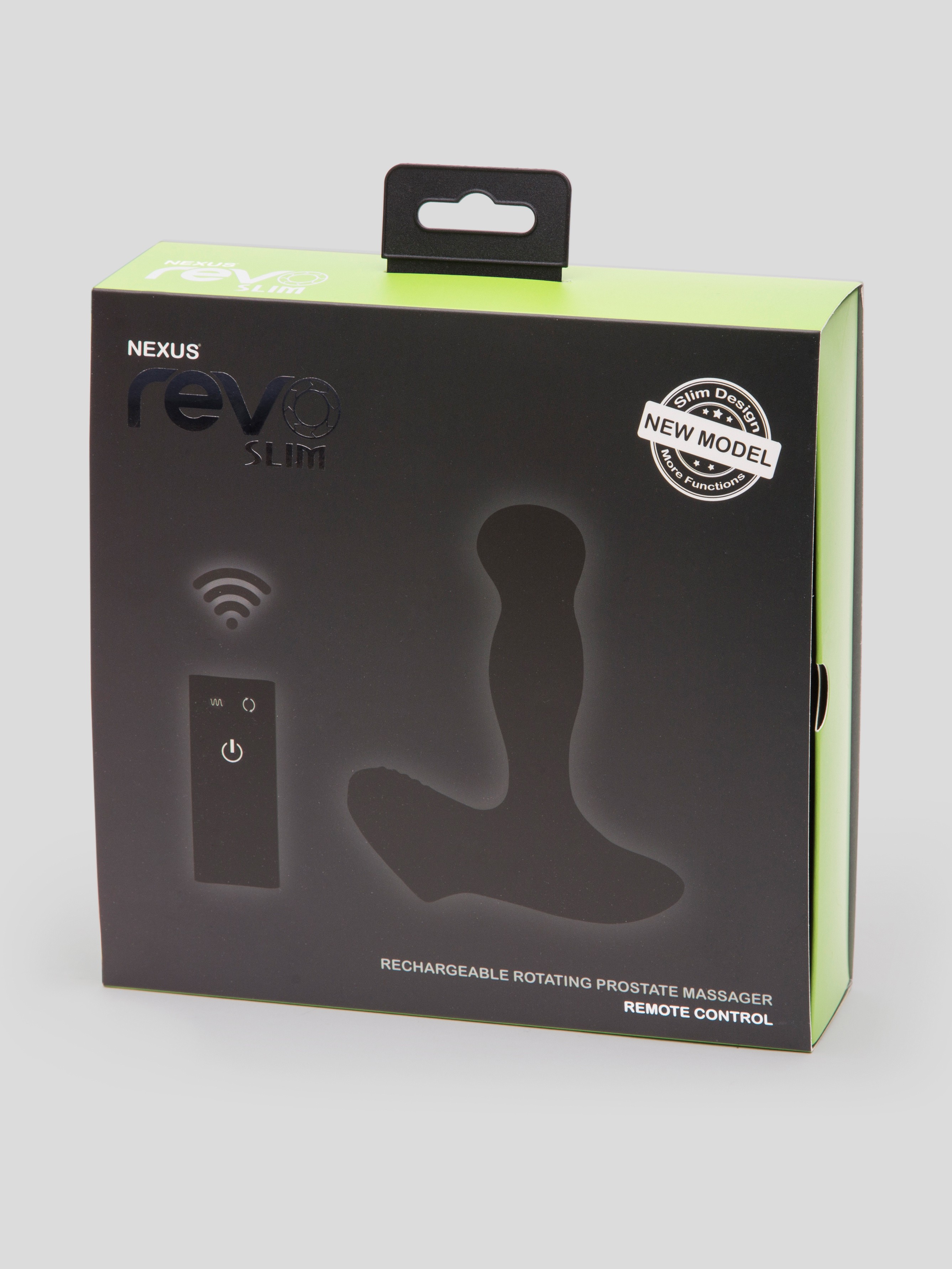 Nexus Revo Slim Remote Control Rotating Silicone Prostate Massager, Black, hi-res