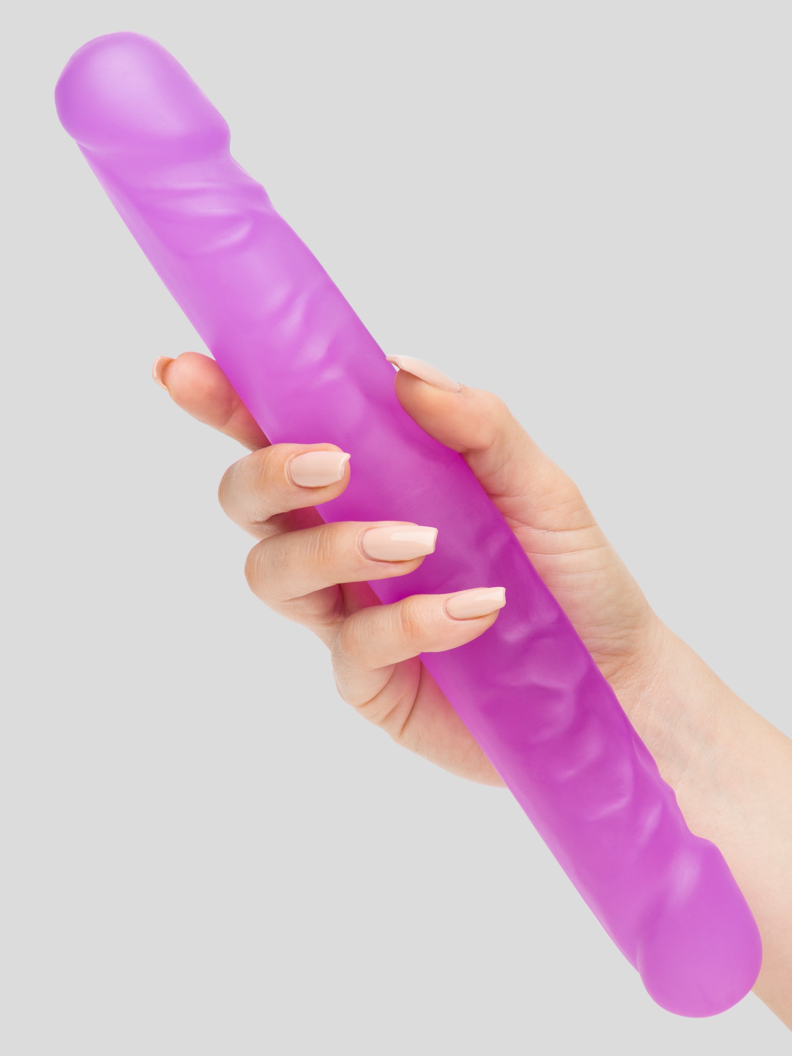 BASICS Double-Ended Dildo 12 Inch, Purple, hi-res