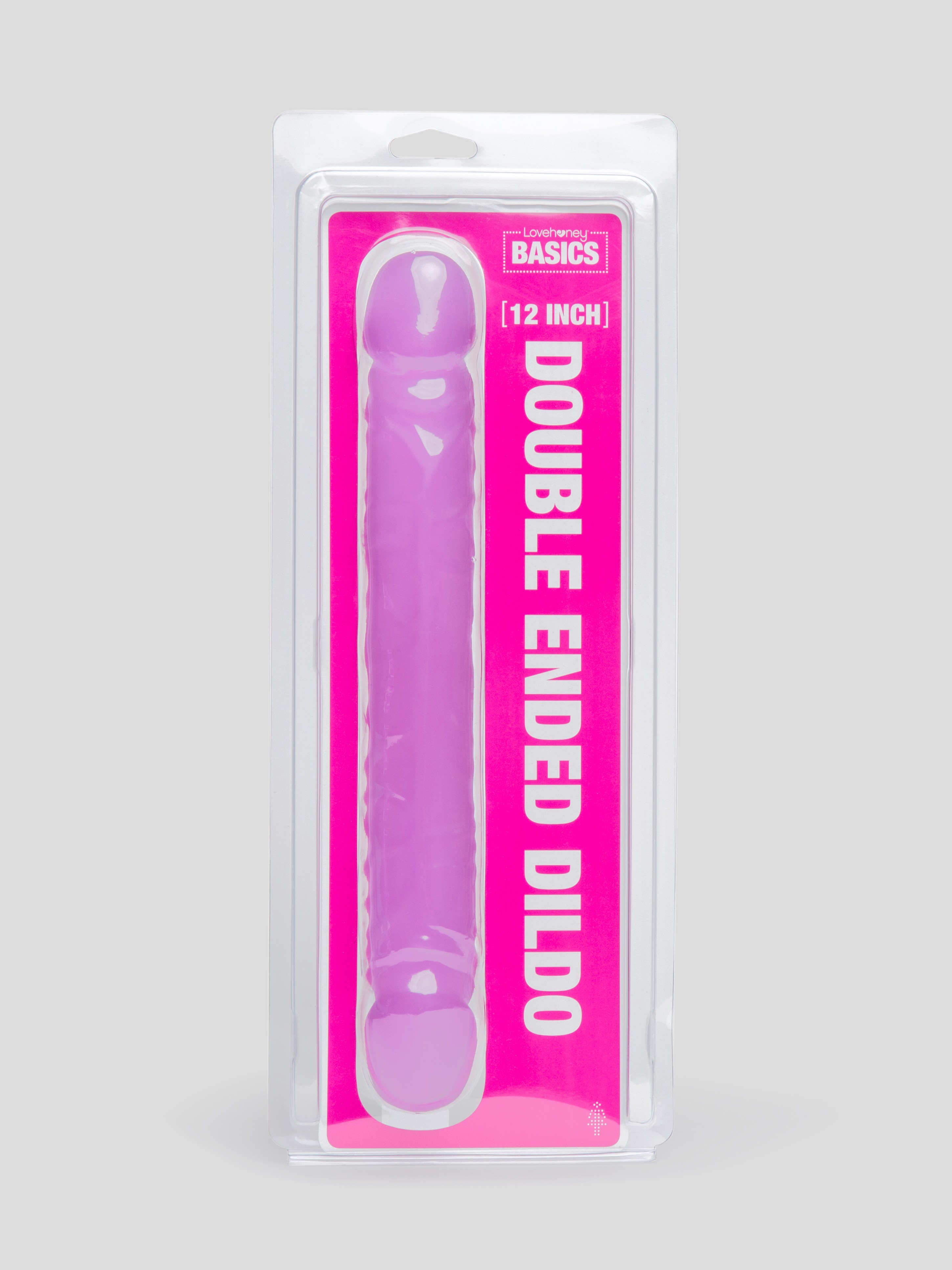 BASICS Double-Ended Dildo 12 Inch, Purple, hi-res