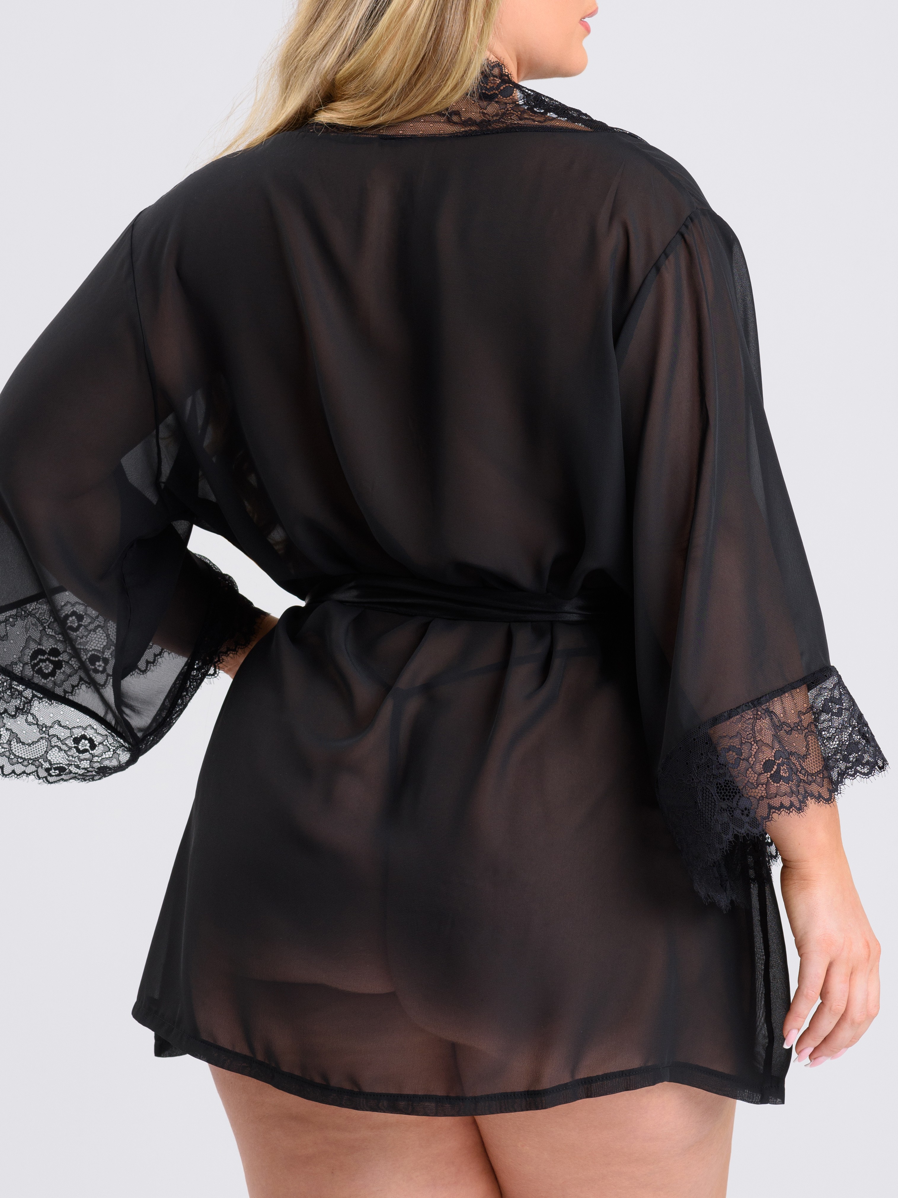 Lovehoney Barely There Sheer Black Robe, Black, vanilla