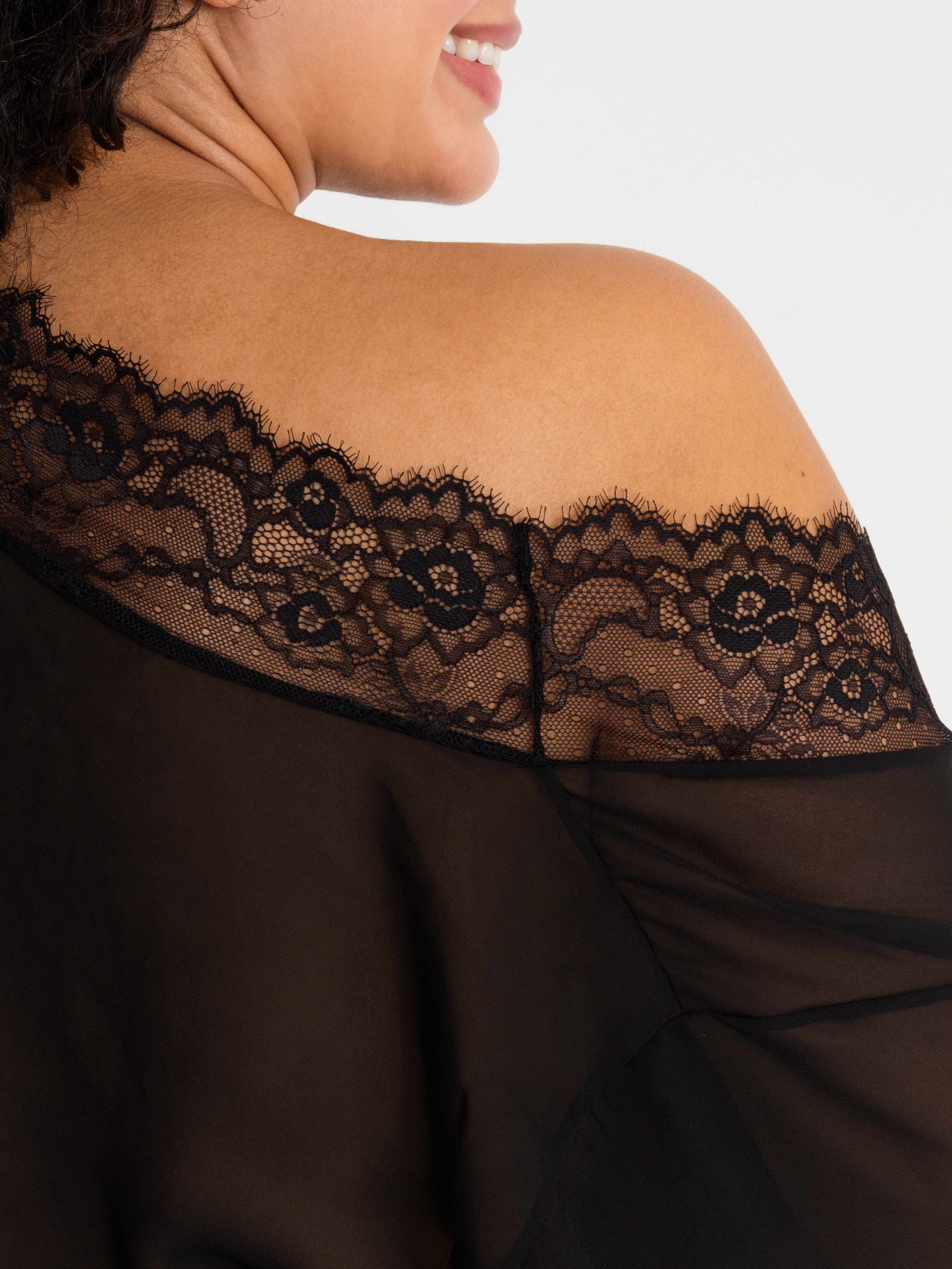 Lovehoney Barely There Sheer Black Robe, Black, hi-res