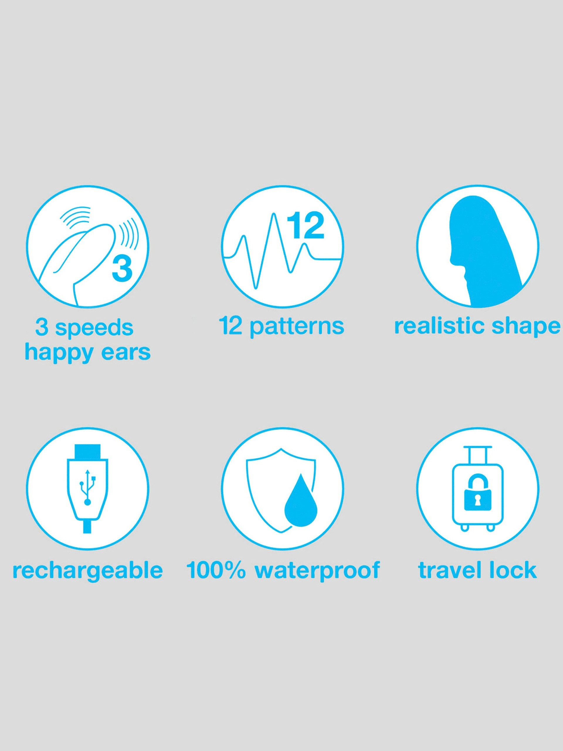 Happy Rabbit Realistic Rechargeable Rabbit Vibrator, Black, hi-res