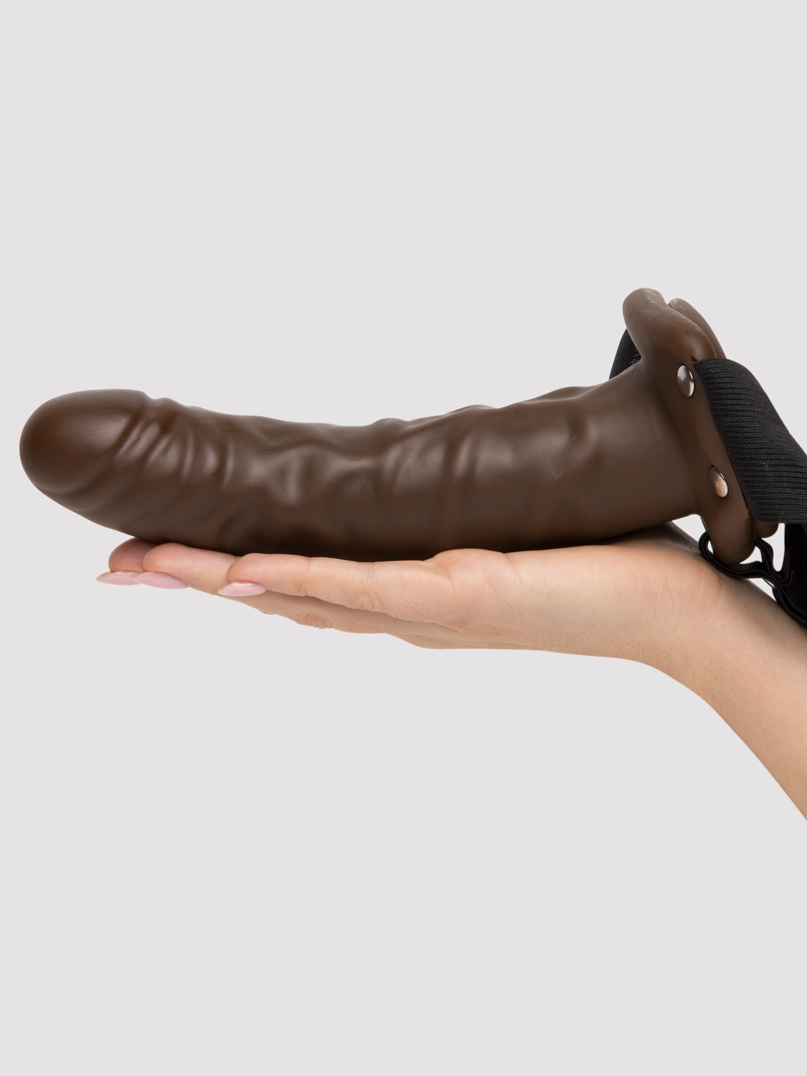 Fetish Fantasy Unisex Hollow Strap-On Dildo and Harness 8 Inch, Flesh Brown, hi-res