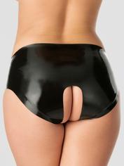 Rubber Girl Latex Crotchless Panties, Black, hi-res