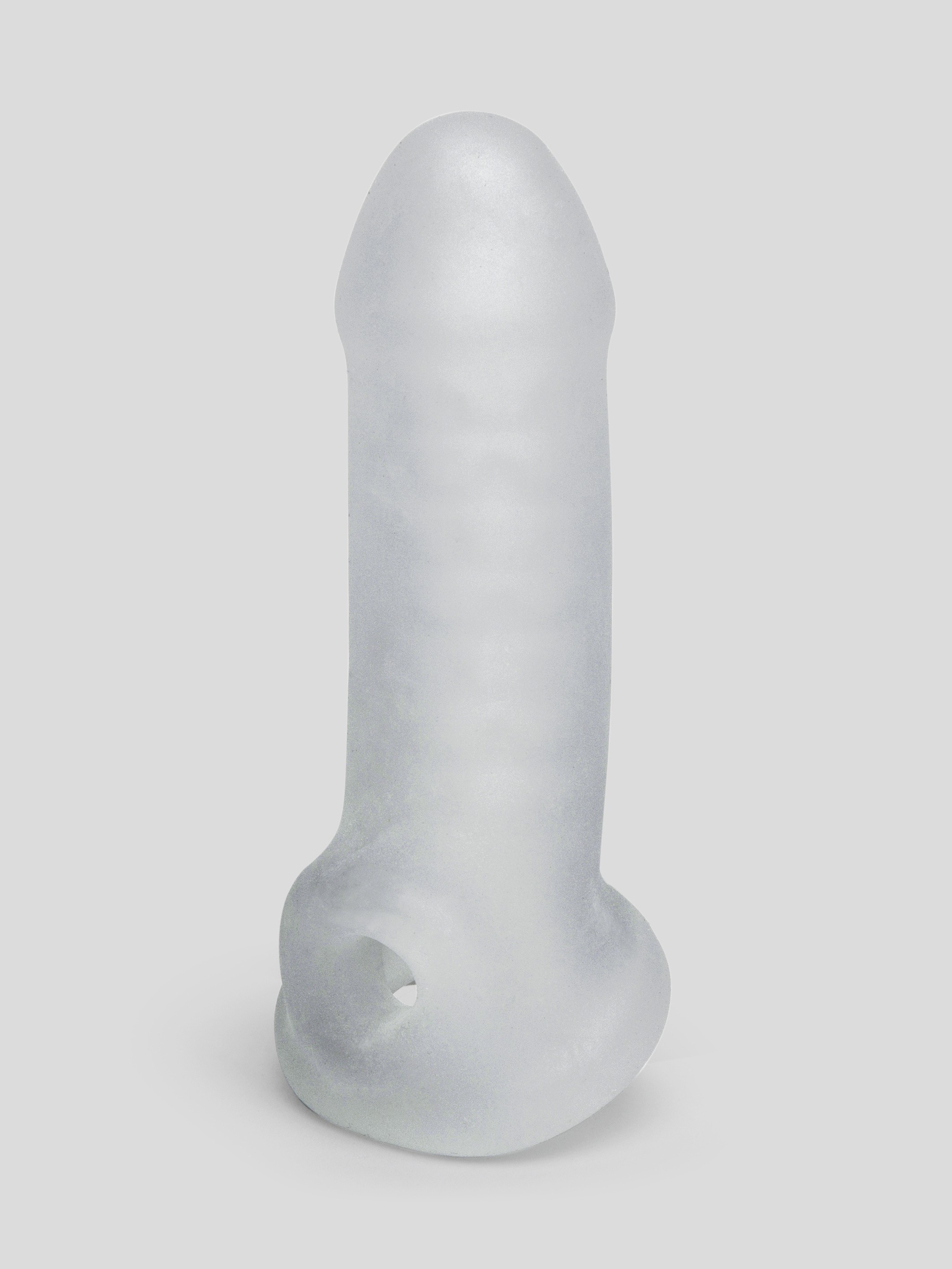 Perfect Fit Fat Boy Thin Textured Penis Extender with Ball Loop, Clear, hi-res