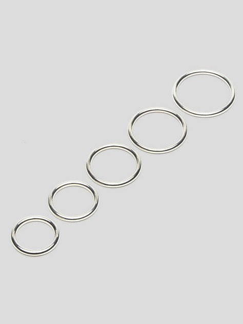 Bad Kitty Metal Cock Rings Set (5 Pack), Silver, hi-res