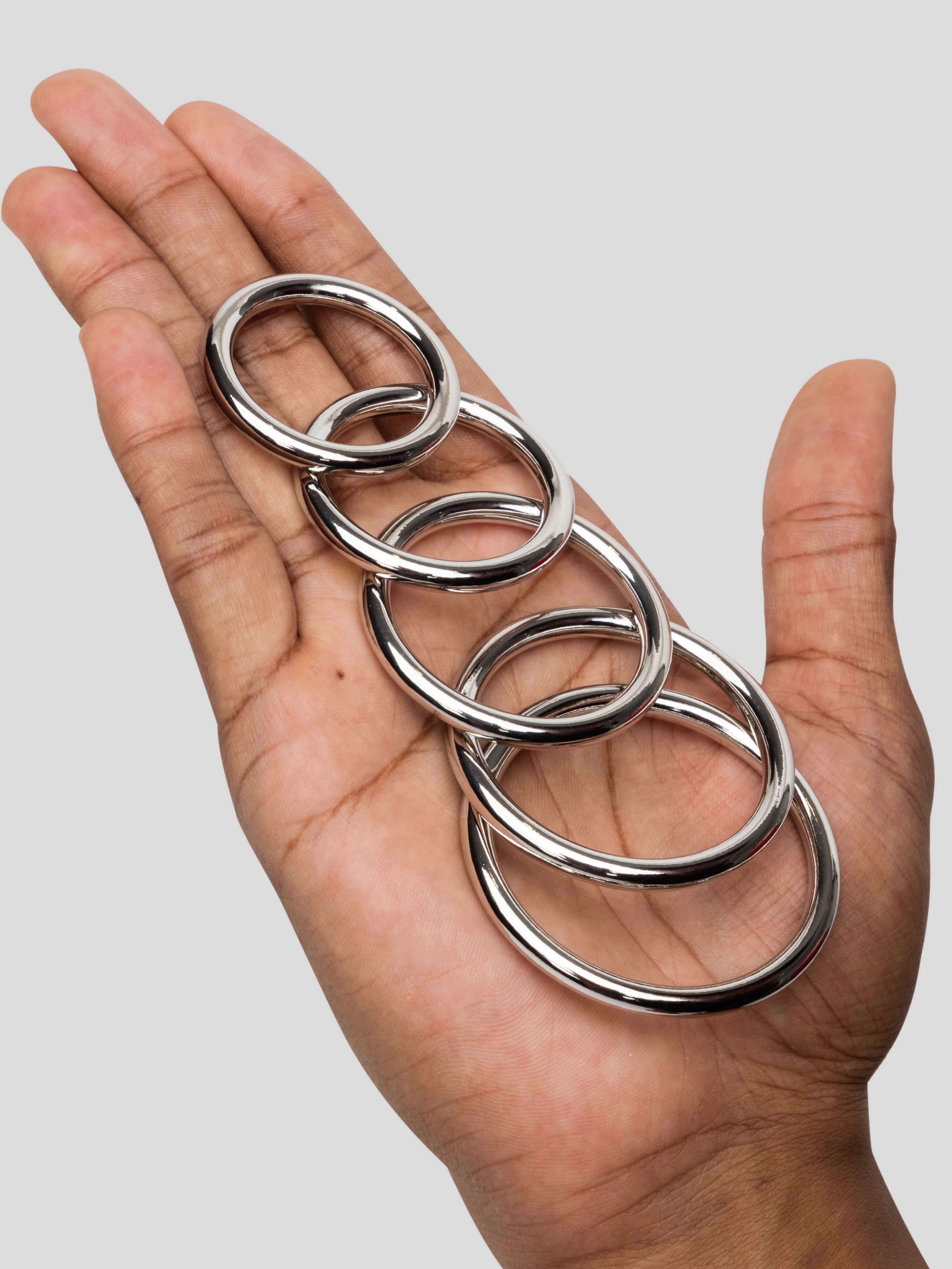 Bad Kitty Metal Cock Rings Set (5 Pack), Silver, hi-res