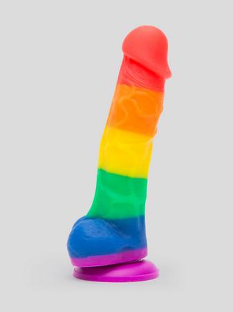 Rainbow Silicone Realistic Suction Cup Dildo with Balls 5 Inch