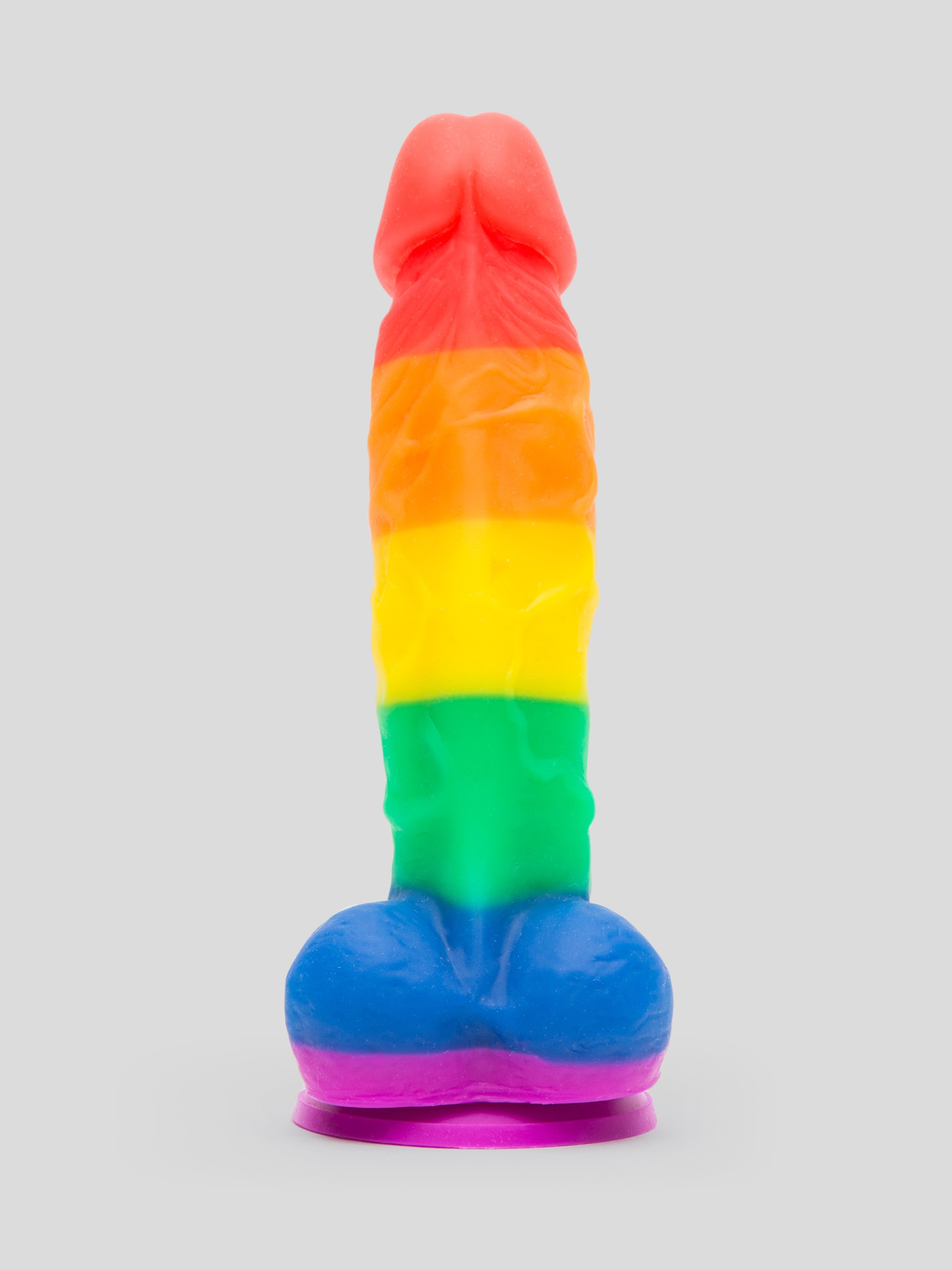 Rainbow Silicone Realistic Suction Cup Dildo with Balls 5 Inch, Rainbow, hi-res